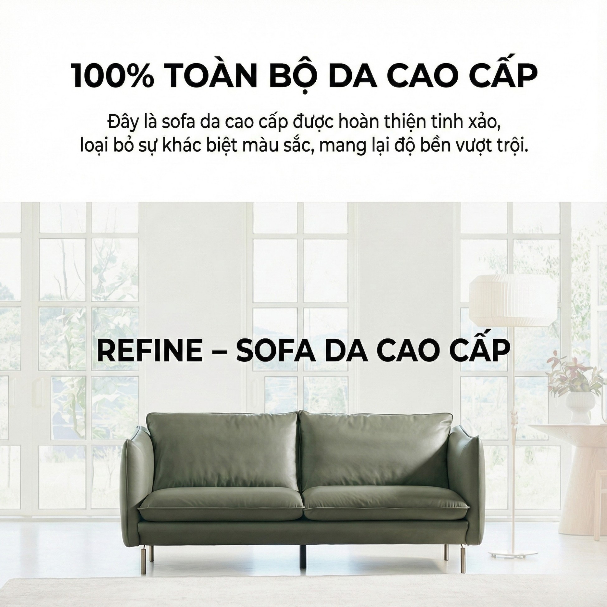 Sofa REFINE – Sofa Da Cao Cấp Ấm Áp Cho Phòng Khách Hiện Đại