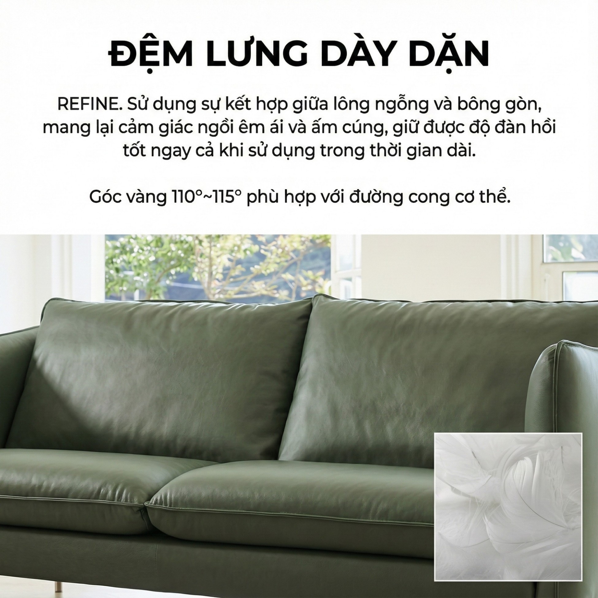 Sofa REFINE – Sofa Da Cao Cấp Ấm Áp Cho Phòng Khách Hiện Đại