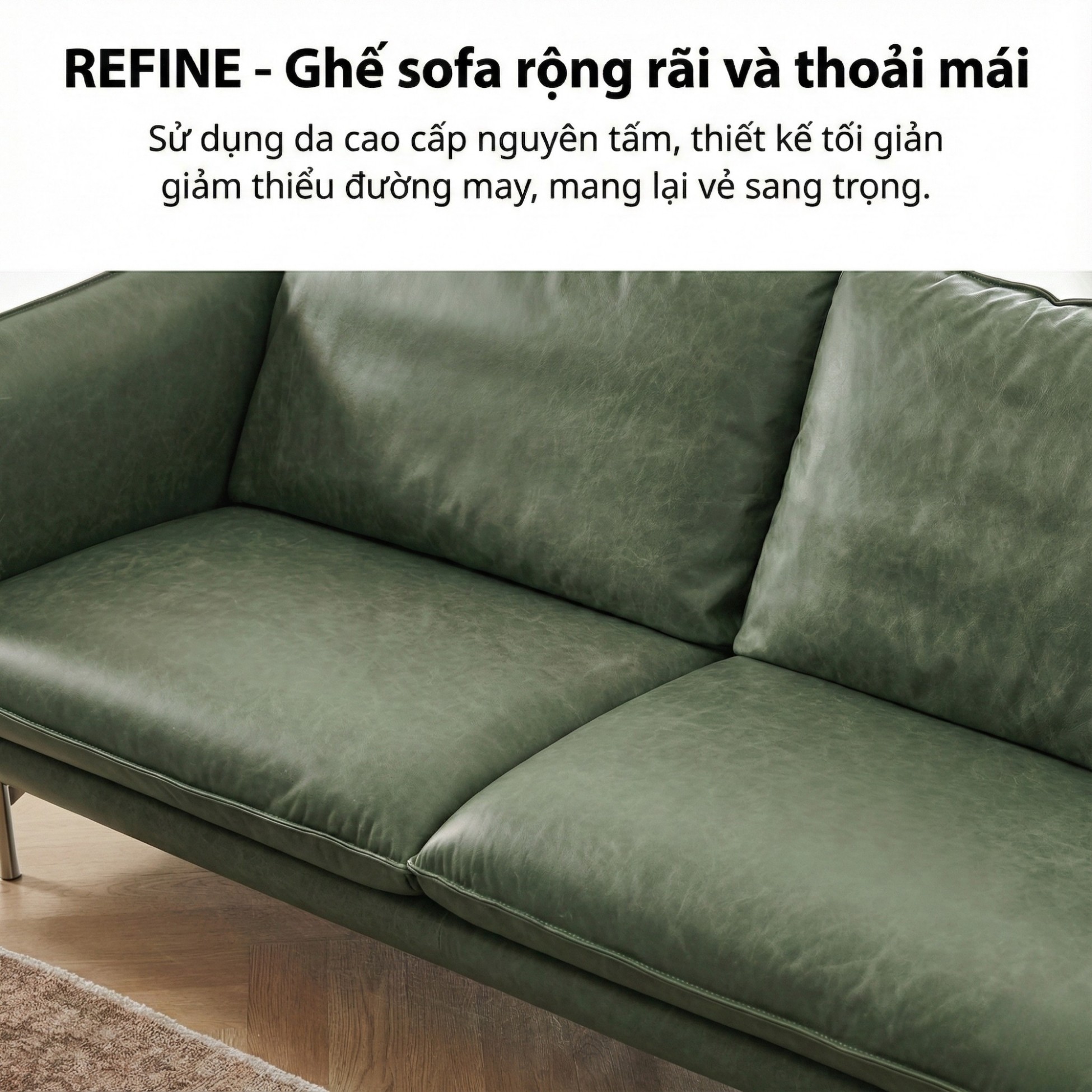 Sofa REFINE – Sofa Da Cao Cấp Ấm Áp Cho Phòng Khách Hiện Đại