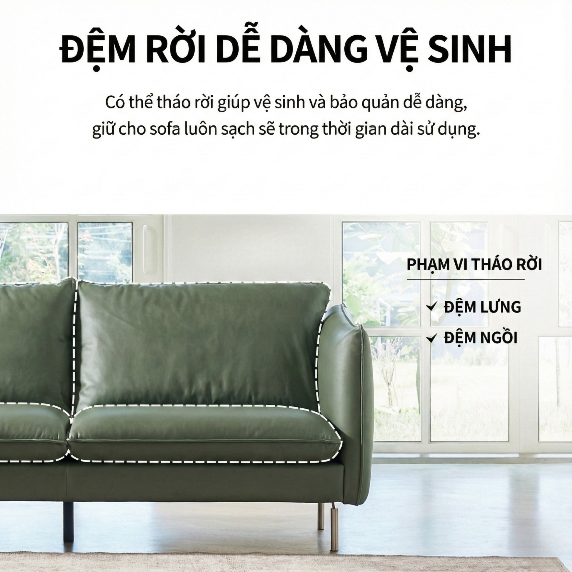 Sofa REFINE – Sofa Da Cao Cấp Ấm Áp Cho Phòng Khách Hiện Đại