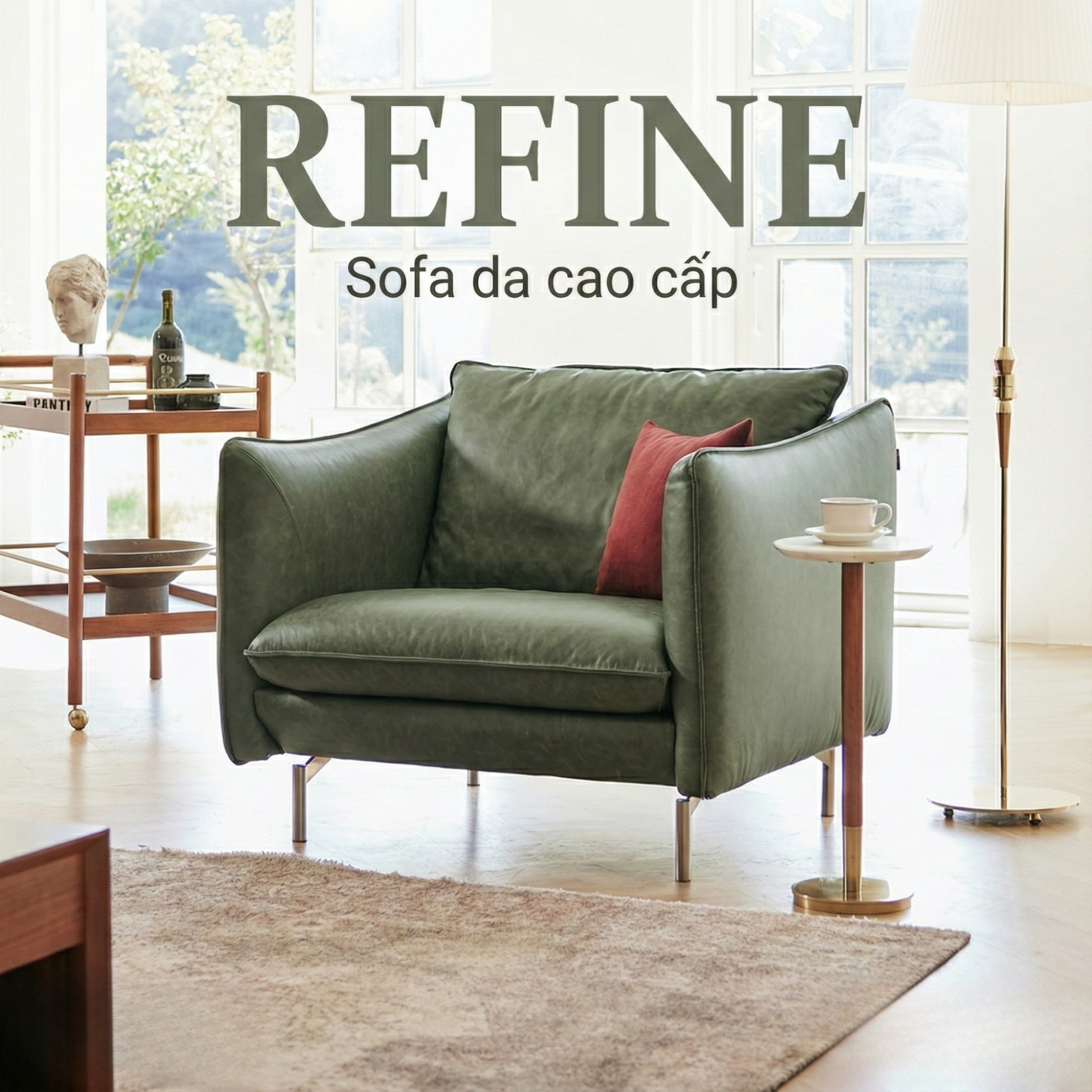 Sofa REFINE – Sofa Da Cao Cấp Ấm Áp Cho Phòng Khách Hiện Đại