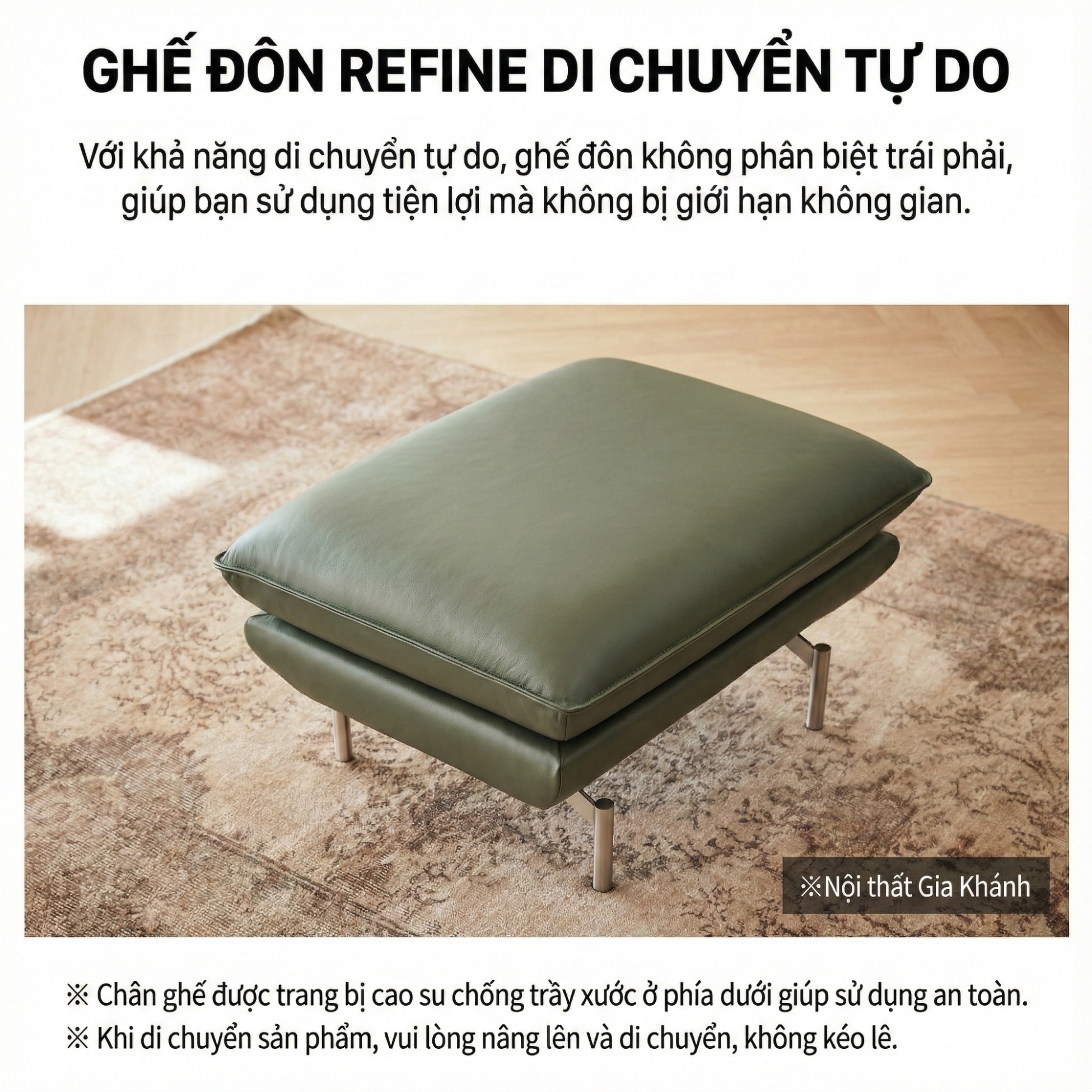 Sofa REFINE – Sofa Da Cao Cấp Ấm Áp Cho Phòng Khách Hiện Đại