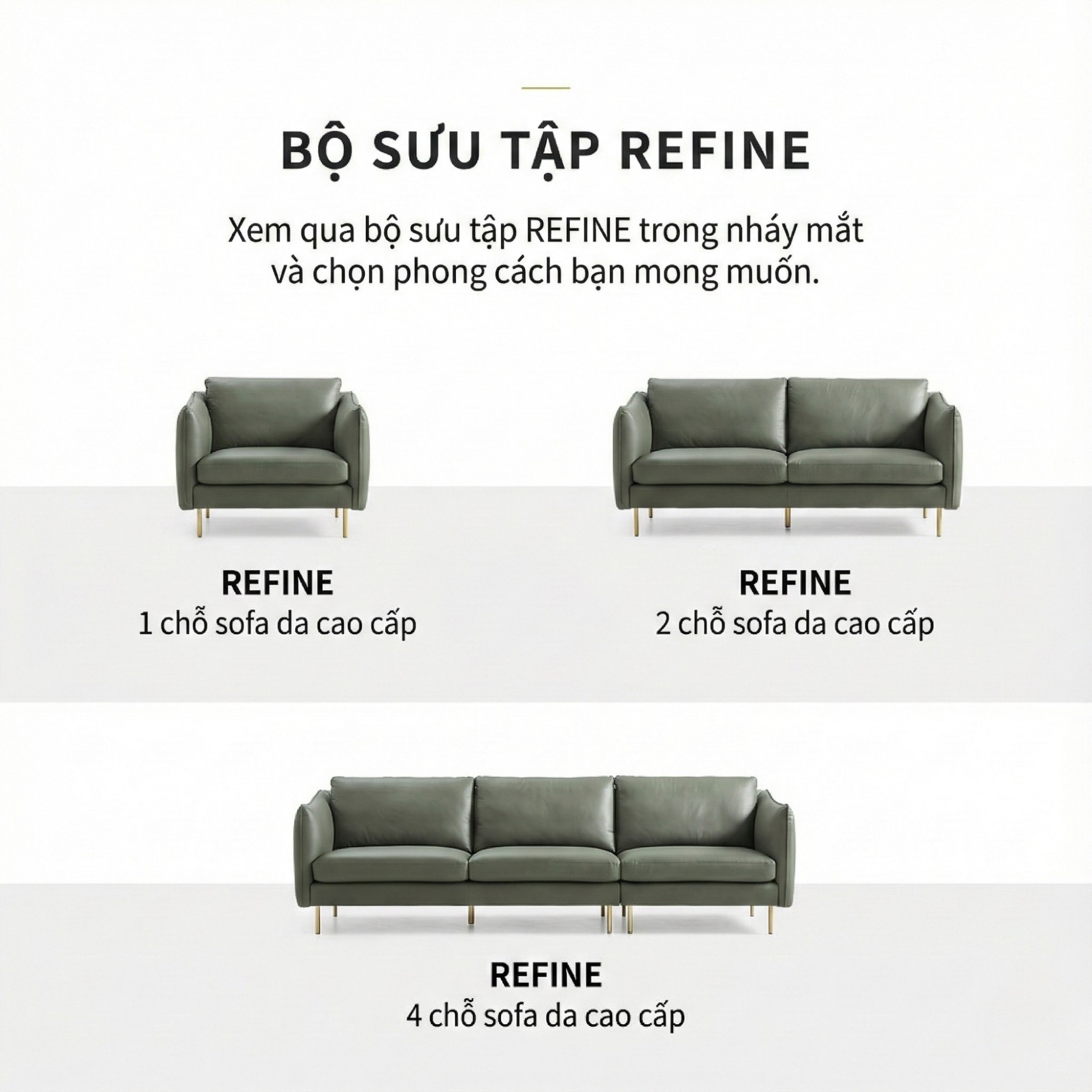 Sofa REFINE – Sofa Da Cao Cấp Ấm Áp Cho Phòng Khách Hiện Đại