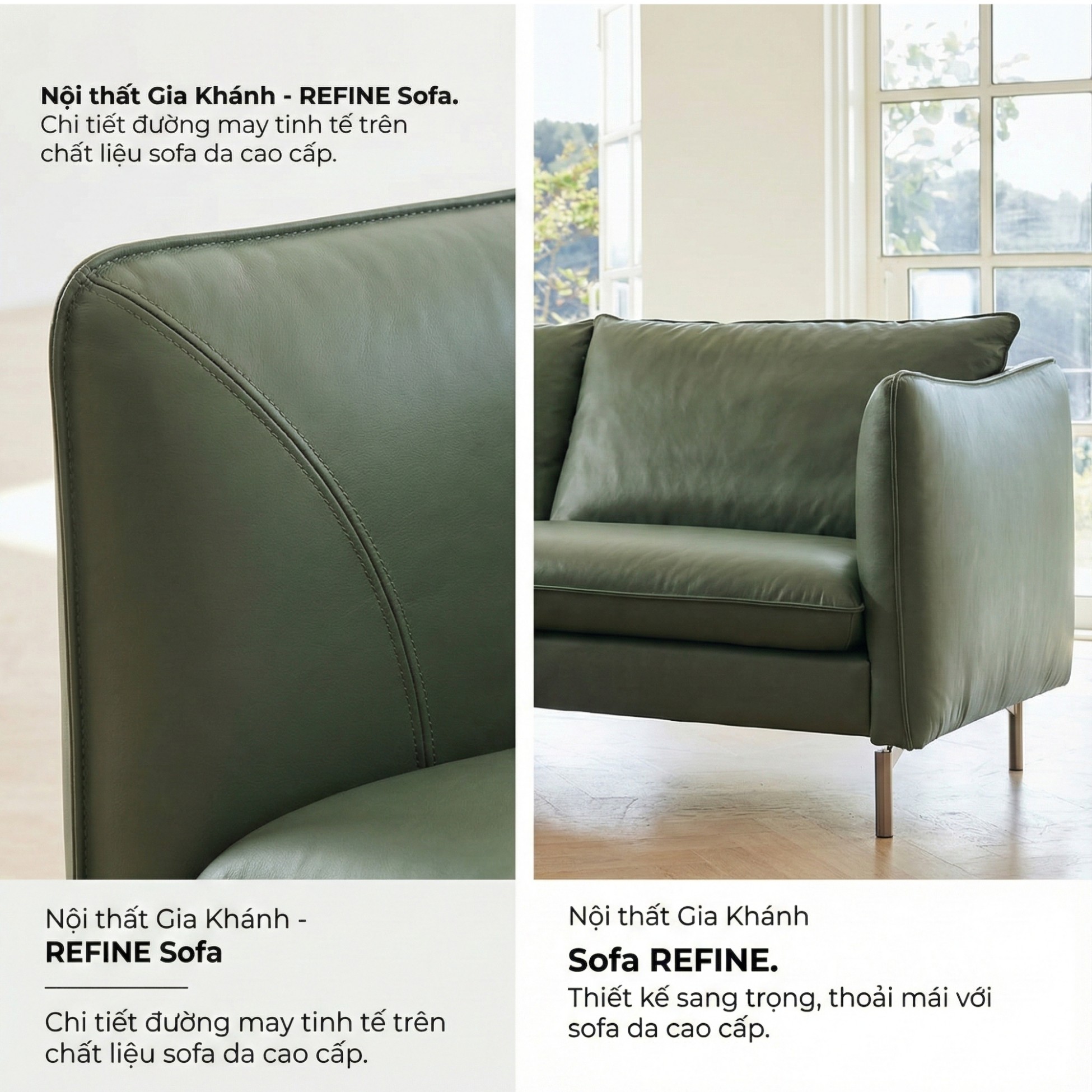 Sofa REFINE – Sofa Da Cao Cấp Ấm Áp Cho Phòng Khách Hiện Đại