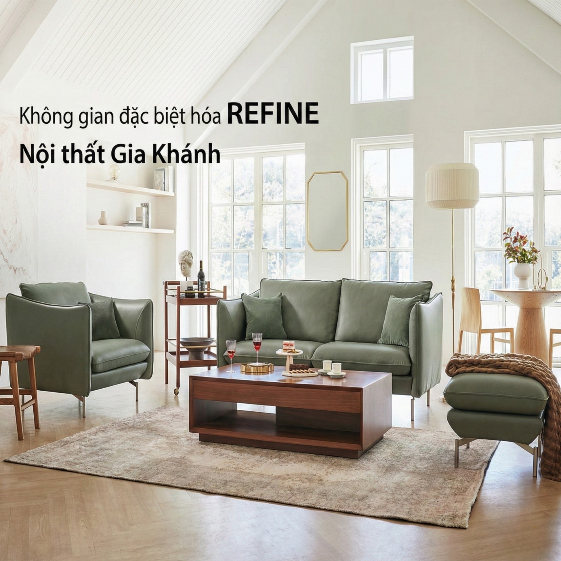 Sofa REFINE – Sofa Da Cao Cấp Ấm Áp Cho Phòng Khách Hiện Đại
