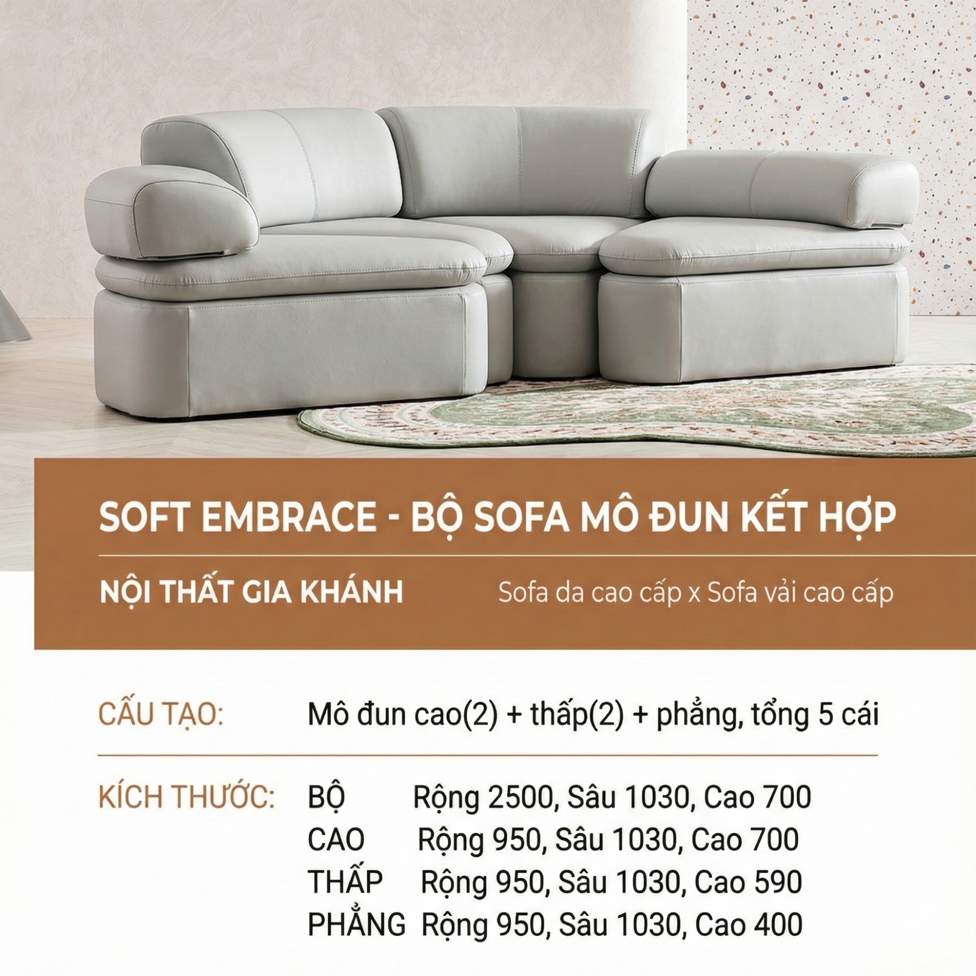 Sofa SOFT EMBRACE – Sofa Hiện Đại Cao Cấp Modular Linh Hoạt Lạ Mắt 