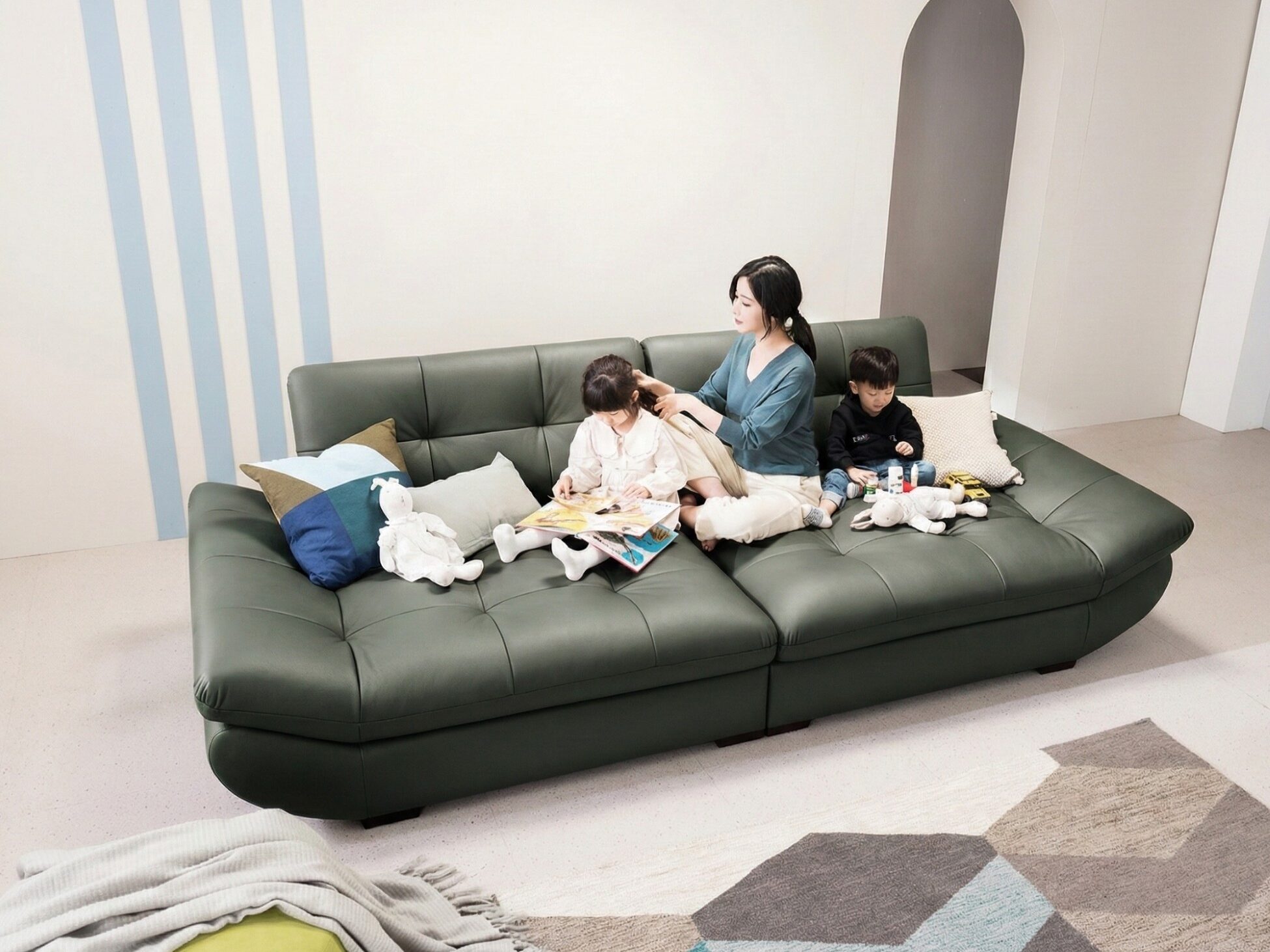 Sofa SOFTY - Sofa Gia Đình Hiện Đại Trẻ Trung Dáng Thuyền