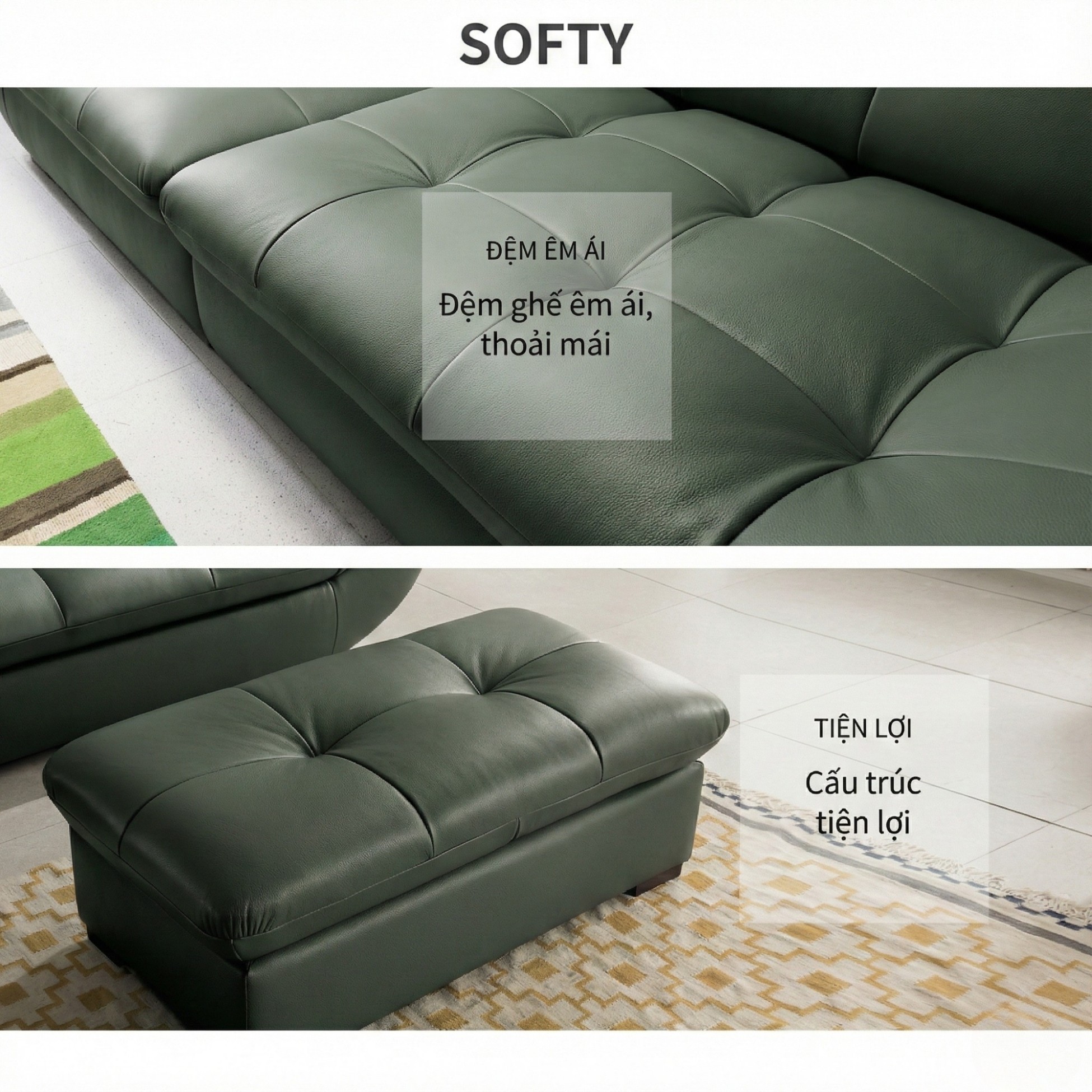 Sofa SOFTY - Sofa Gia Đình Hiện Đại Trẻ Trung Dáng Thuyền