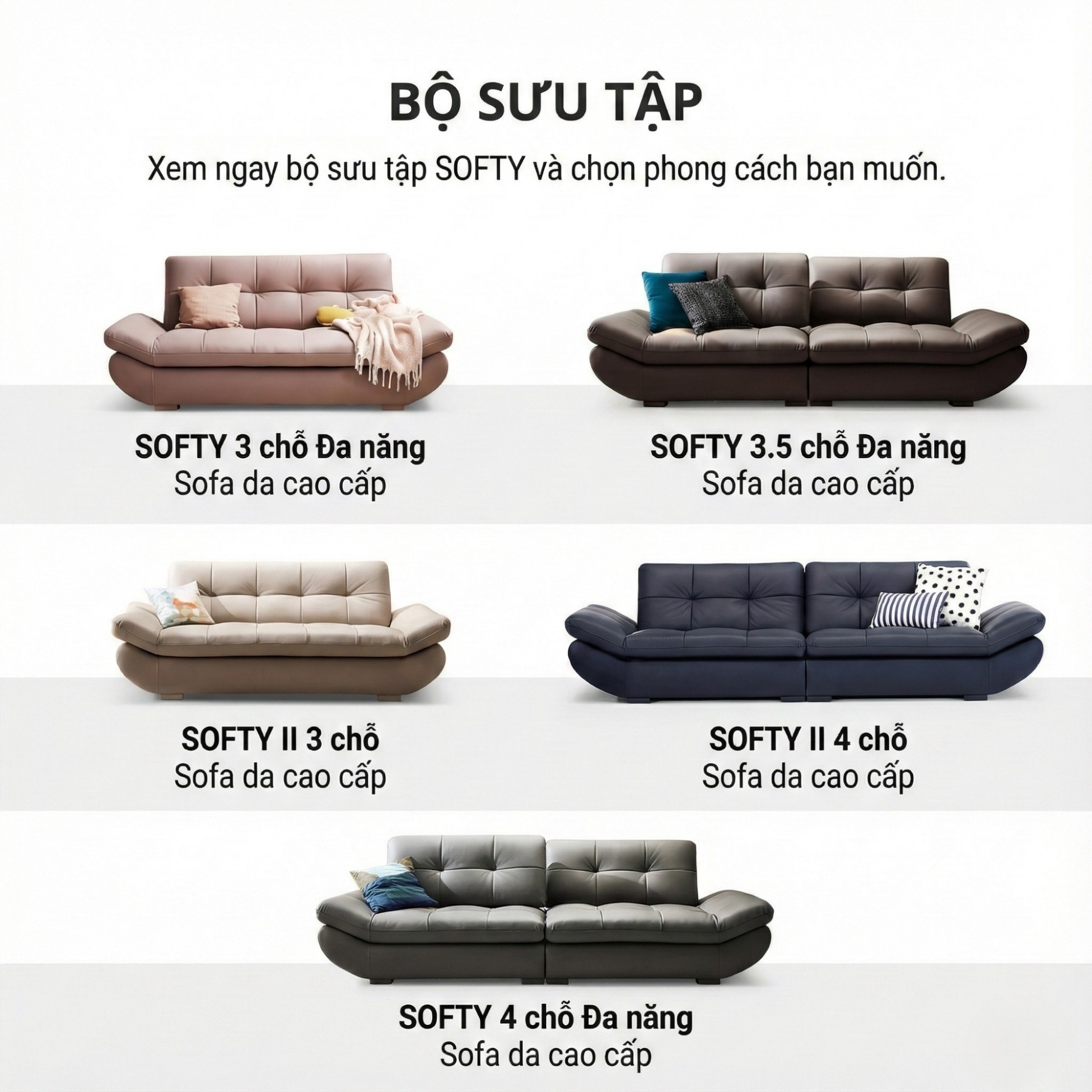 Sofa SOFTY - Sofa Gia Đình Hiện Đại Trẻ Trung Dáng Thuyền