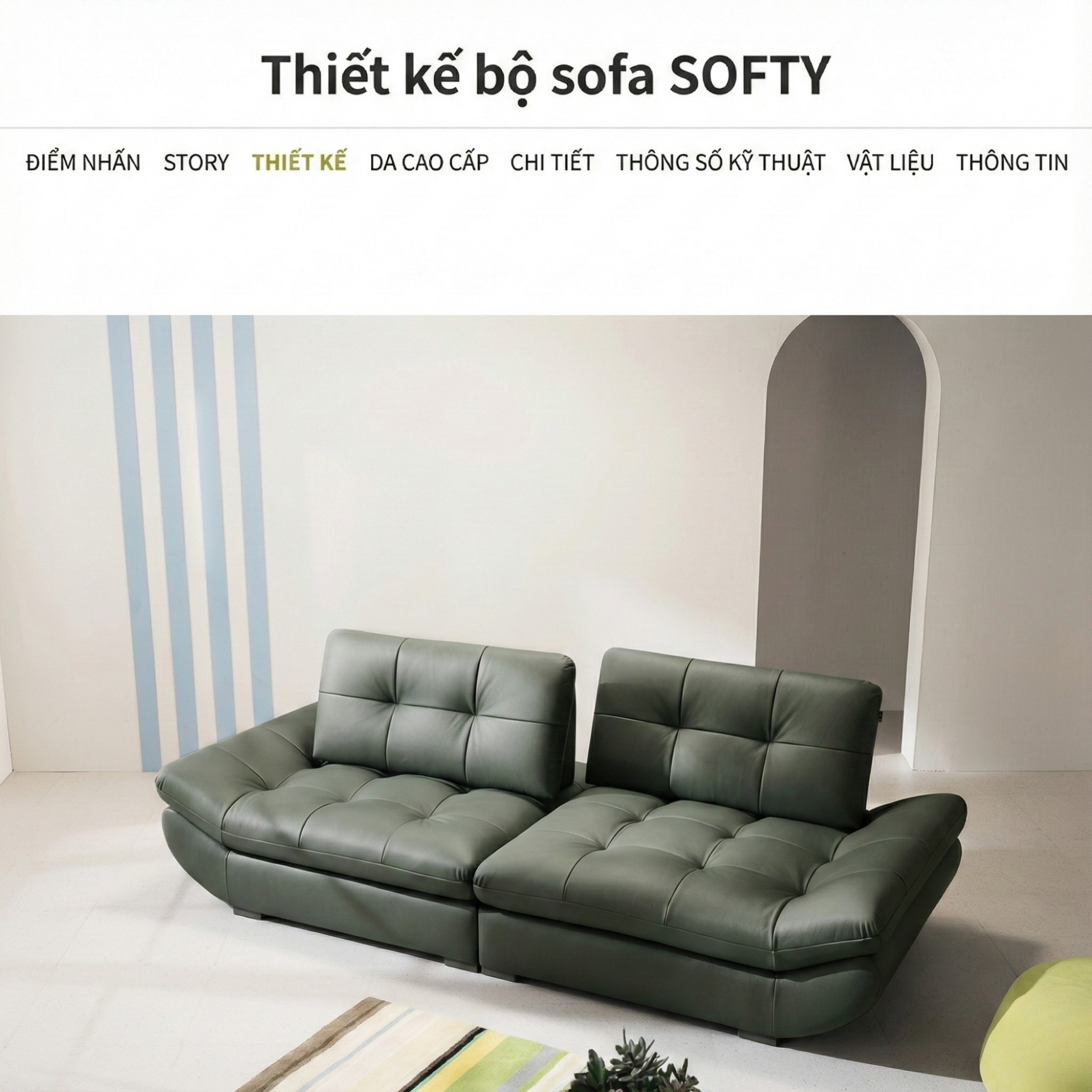 Sofa SOFTY - Sofa Gia Đình Hiện Đại Trẻ Trung Dáng Thuyền