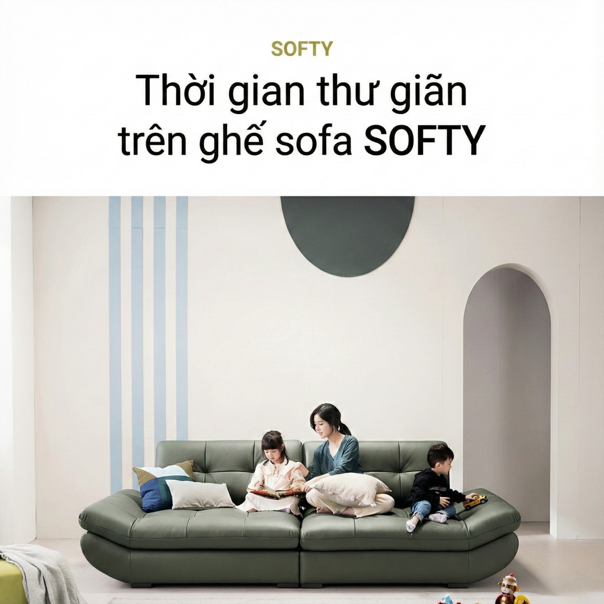Sofa SOFTY - Sofa Gia Đình Hiện Đại Trẻ Trung Dáng Thuyền