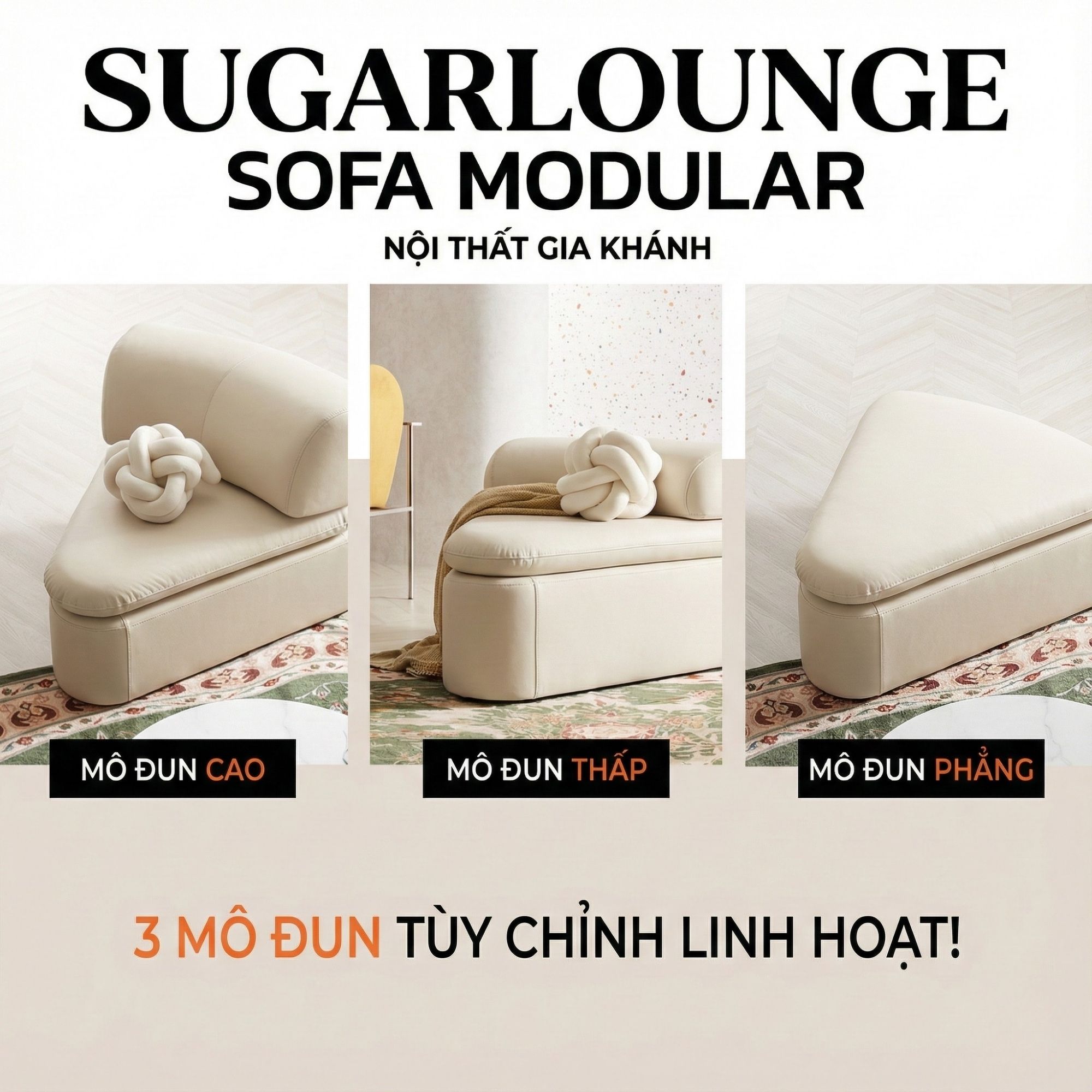 Sofa SUGARLOUNGE – Sofa Da Cao Cấp Kiểu Modular Linh Hoạt Độc Đáo