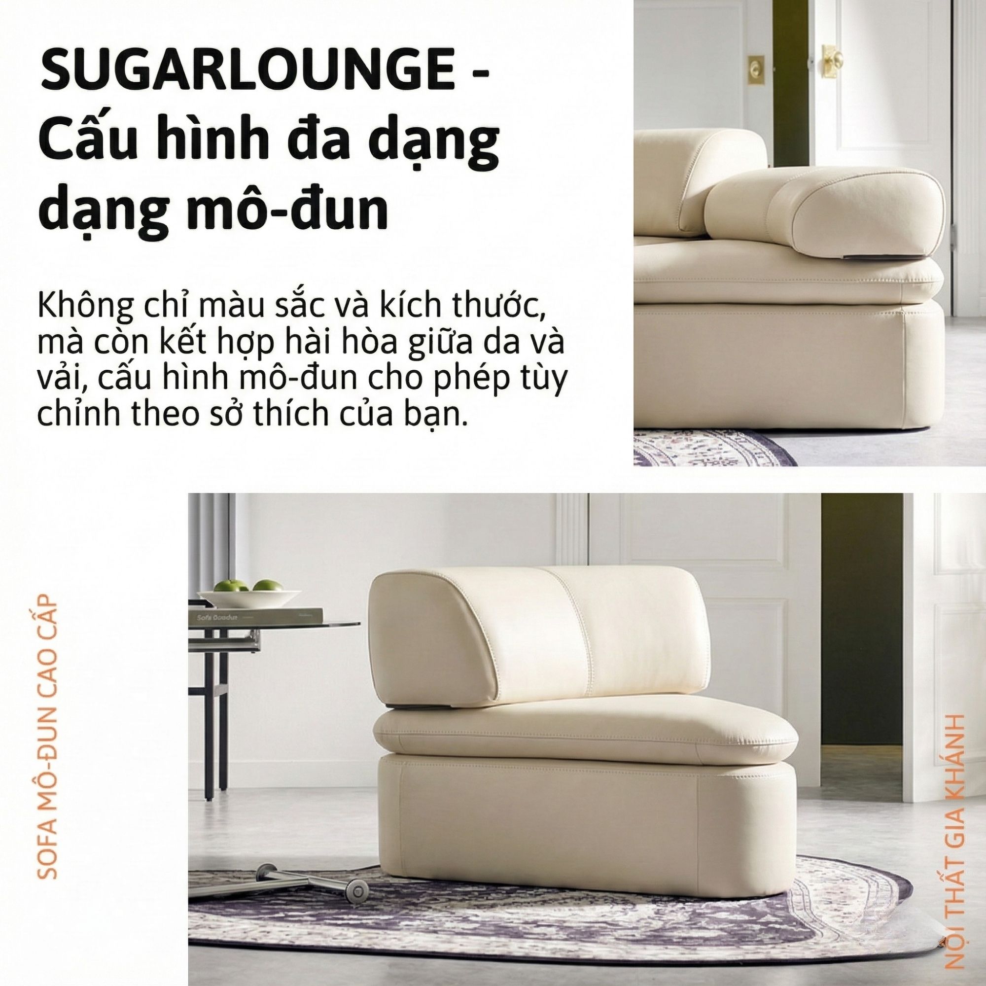 Sofa SUGARLOUNGE – Sofa Da Cao Cấp Kiểu Modular Linh Hoạt Độc Đáo
