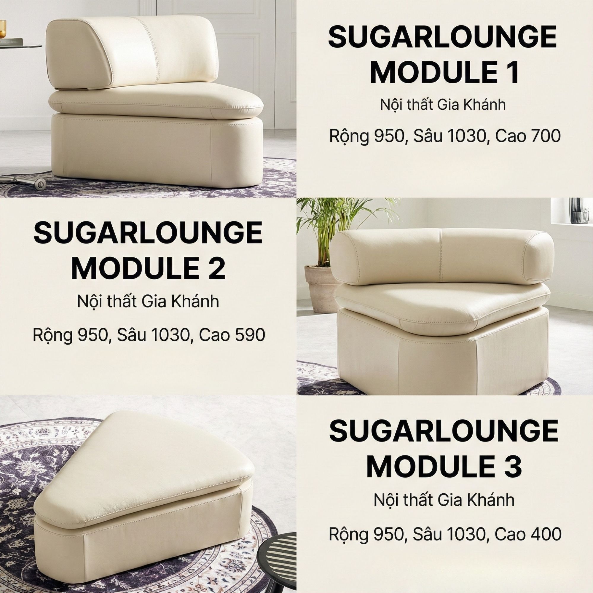Sofa SUGARLOUNGE – Sofa Da Cao Cấp Kiểu Modular Linh Hoạt Độc Đáo