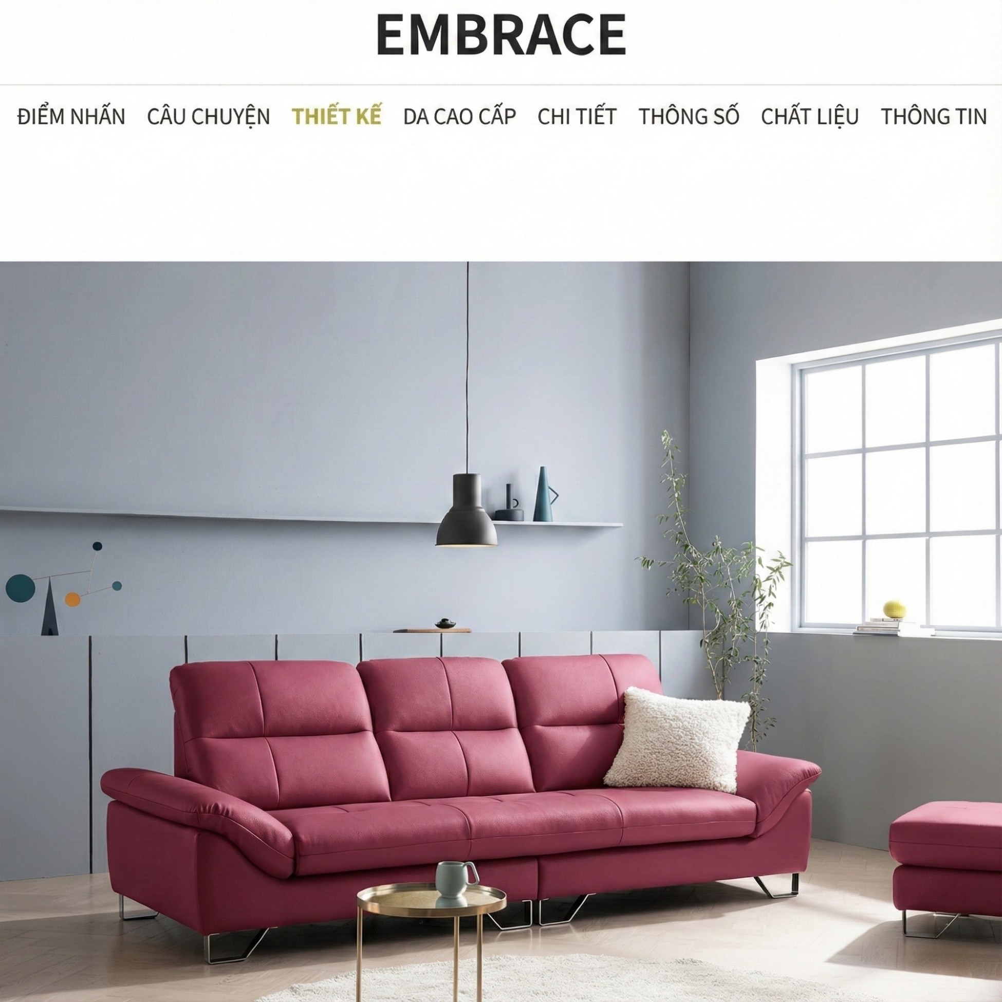 Sofa EMBRACE - Sofa Da Cao Cấp Tựa Lưng Chia Đôi Êm Ái