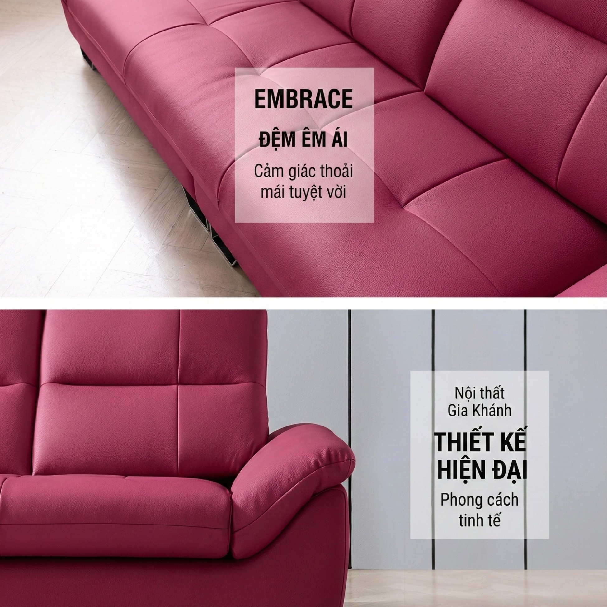 Sofa EMBRACE - Sofa Da Cao Cấp Tựa Lưng Chia Đôi Êm Ái