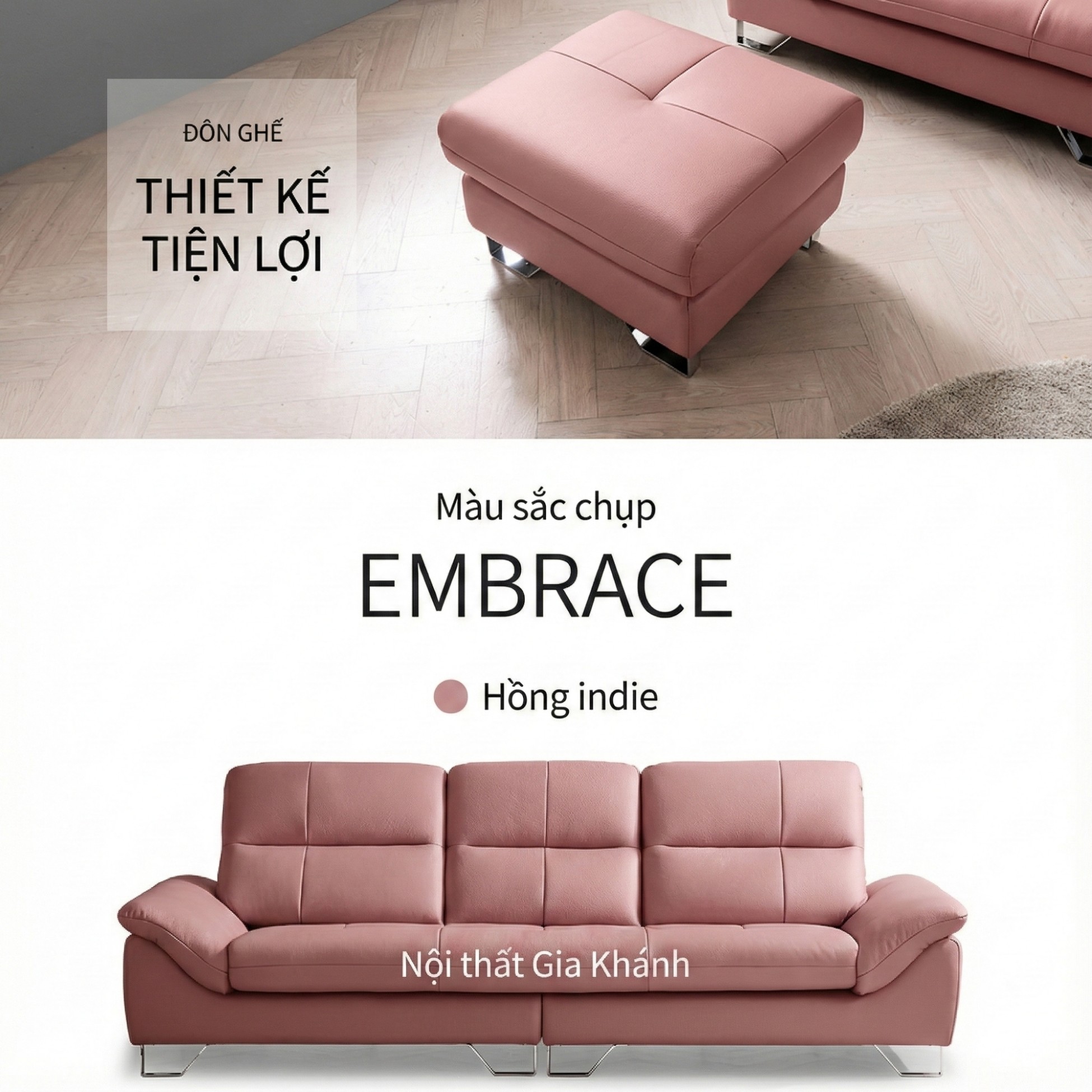 Sofa EMBRACE - Sofa Da Cao Cấp Tựa Lưng Chia Đôi Êm Ái