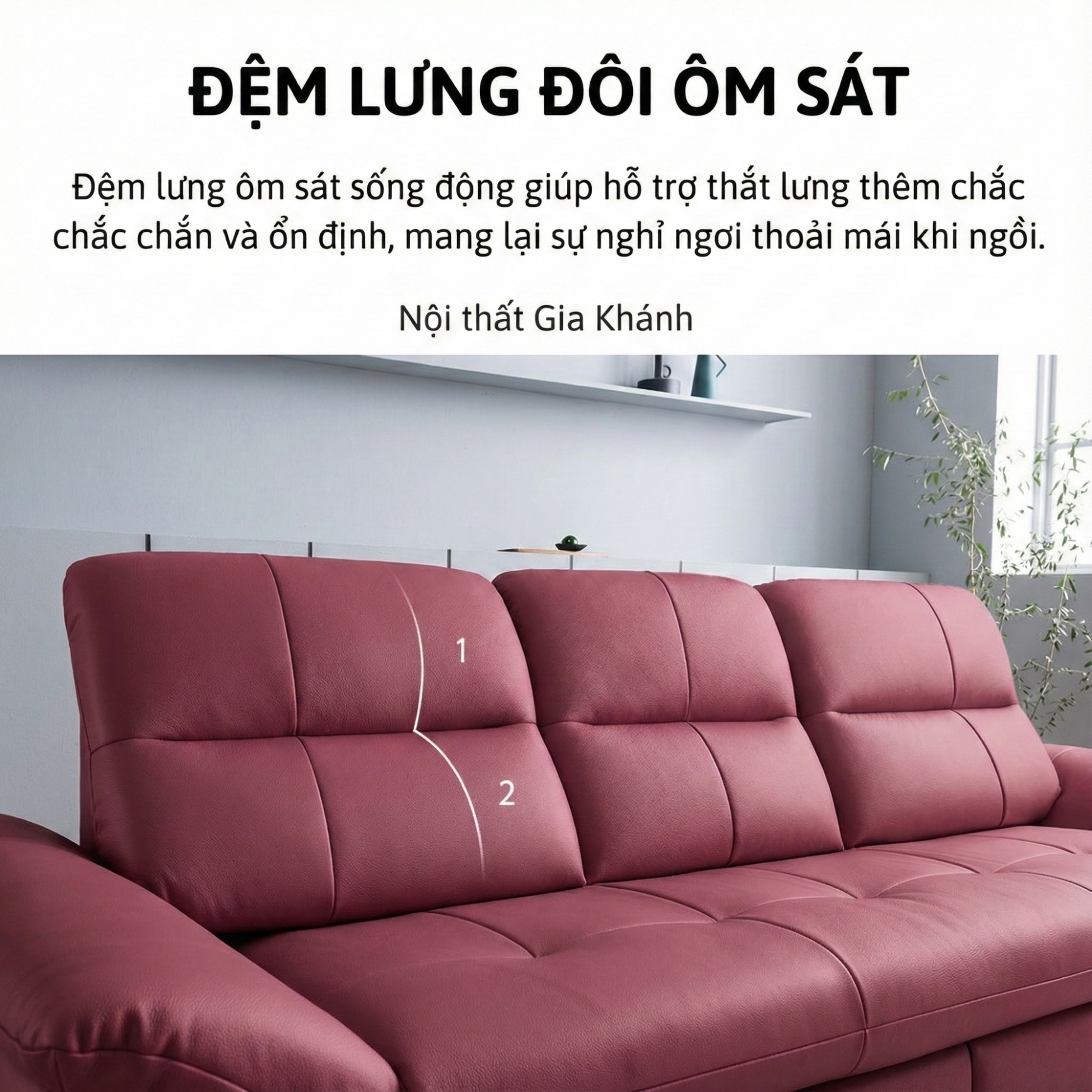 Sofa EMBRACE - Sofa Da Cao Cấp Tựa Lưng Chia Đôi Êm Ái