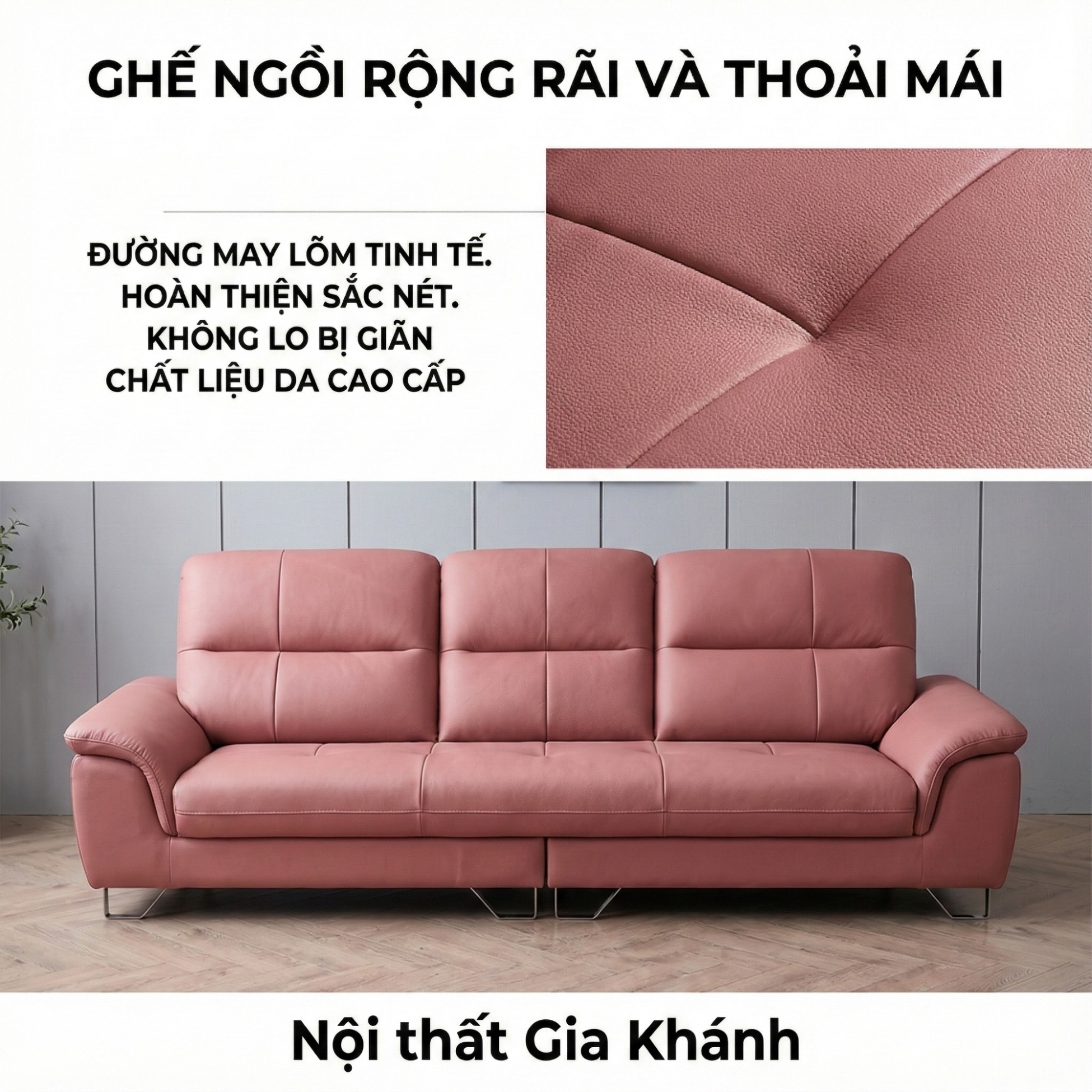 Sofa EMBRACE - Sofa Da Cao Cấp Tựa Lưng Chia Đôi Êm Ái