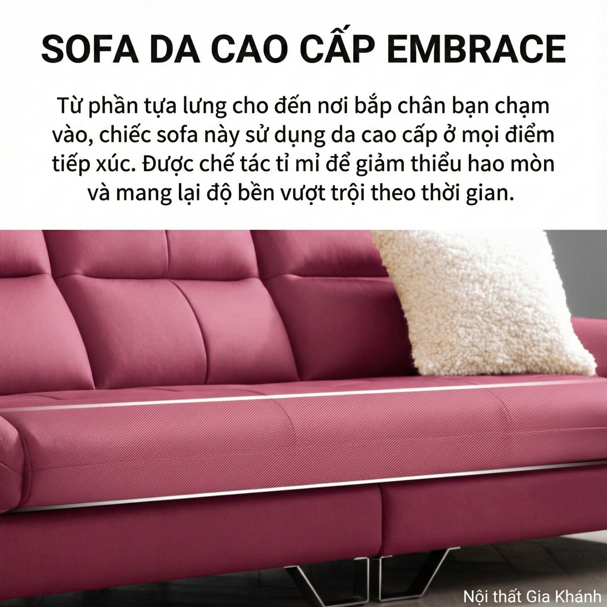 Sofa EMBRACE - Sofa Da Cao Cấp Tựa Lưng Chia Đôi Êm Ái