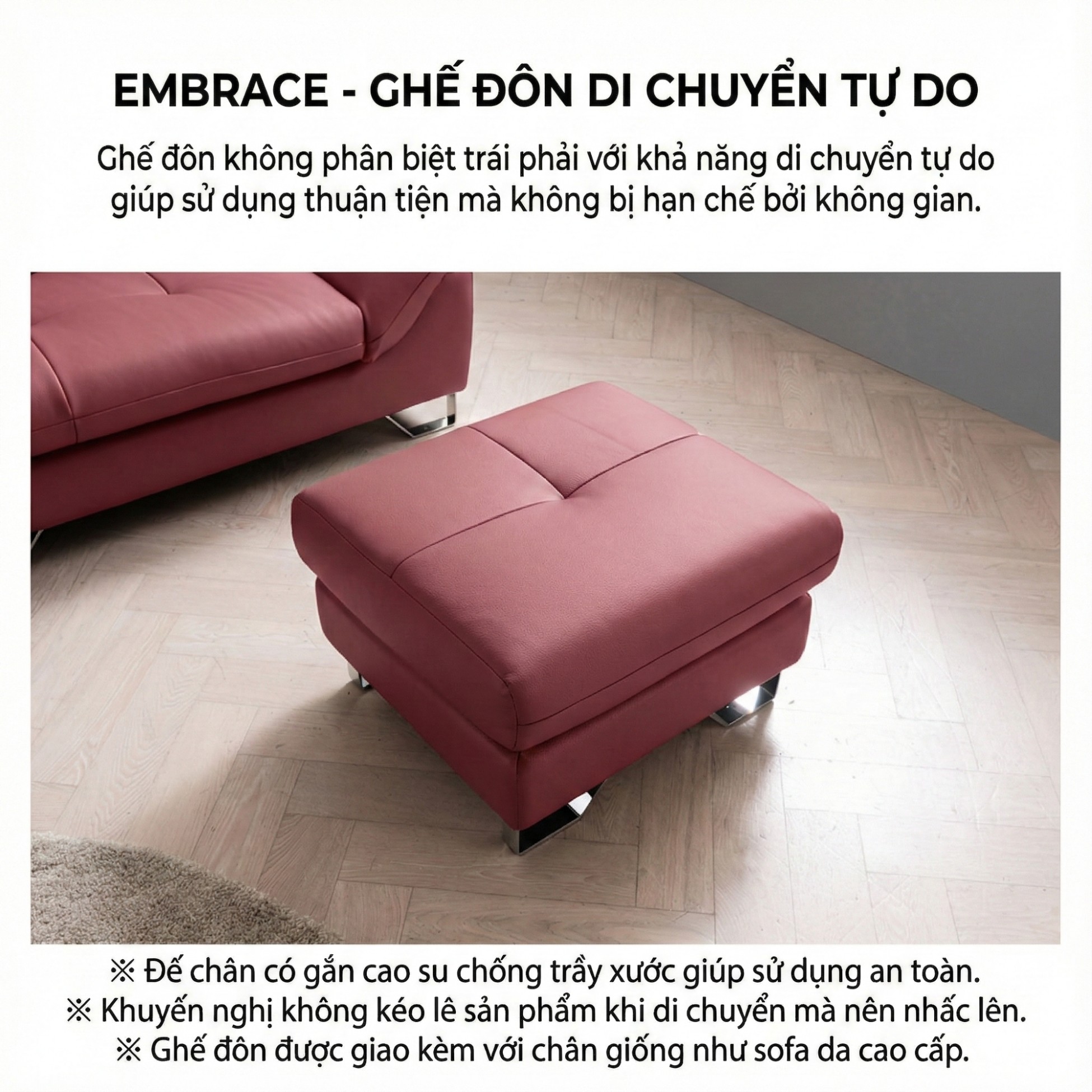 Sofa EMBRACE - Sofa Da Cao Cấp Tựa Lưng Chia Đôi Êm Ái