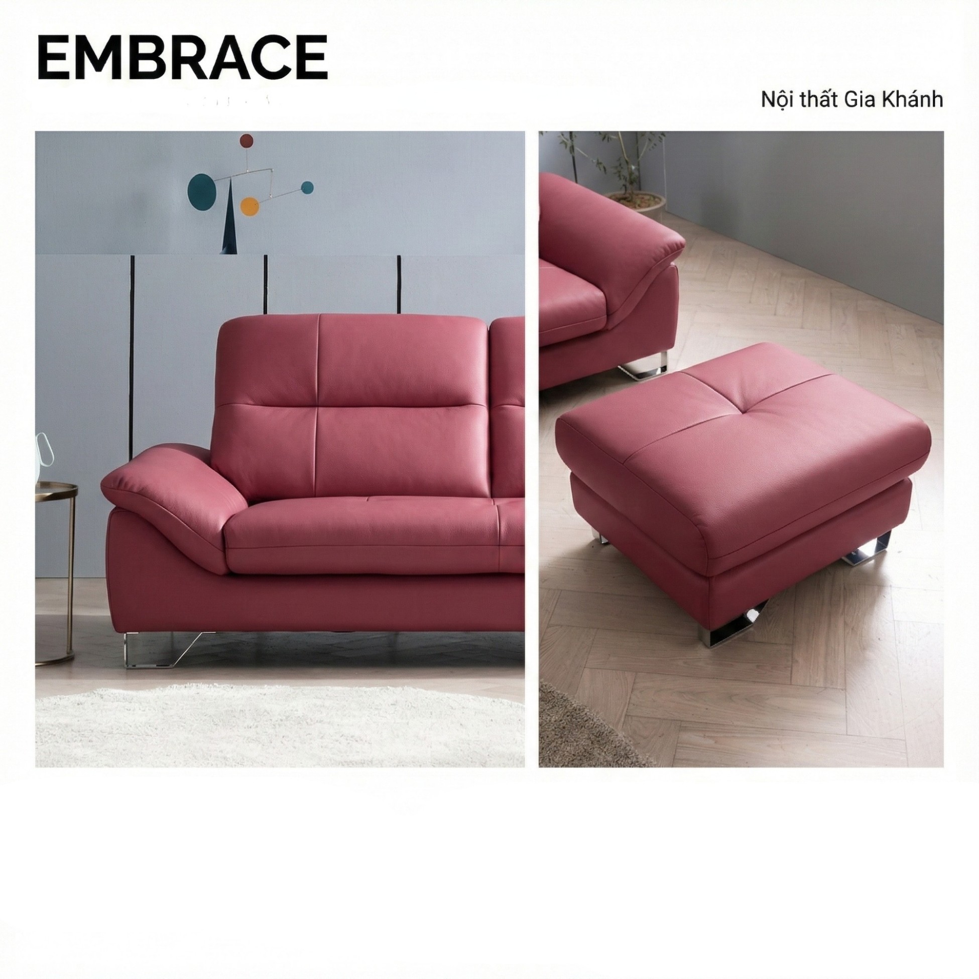 Sofa EMBRACE - Sofa Da Cao Cấp Tựa Lưng Chia Đôi Êm Ái