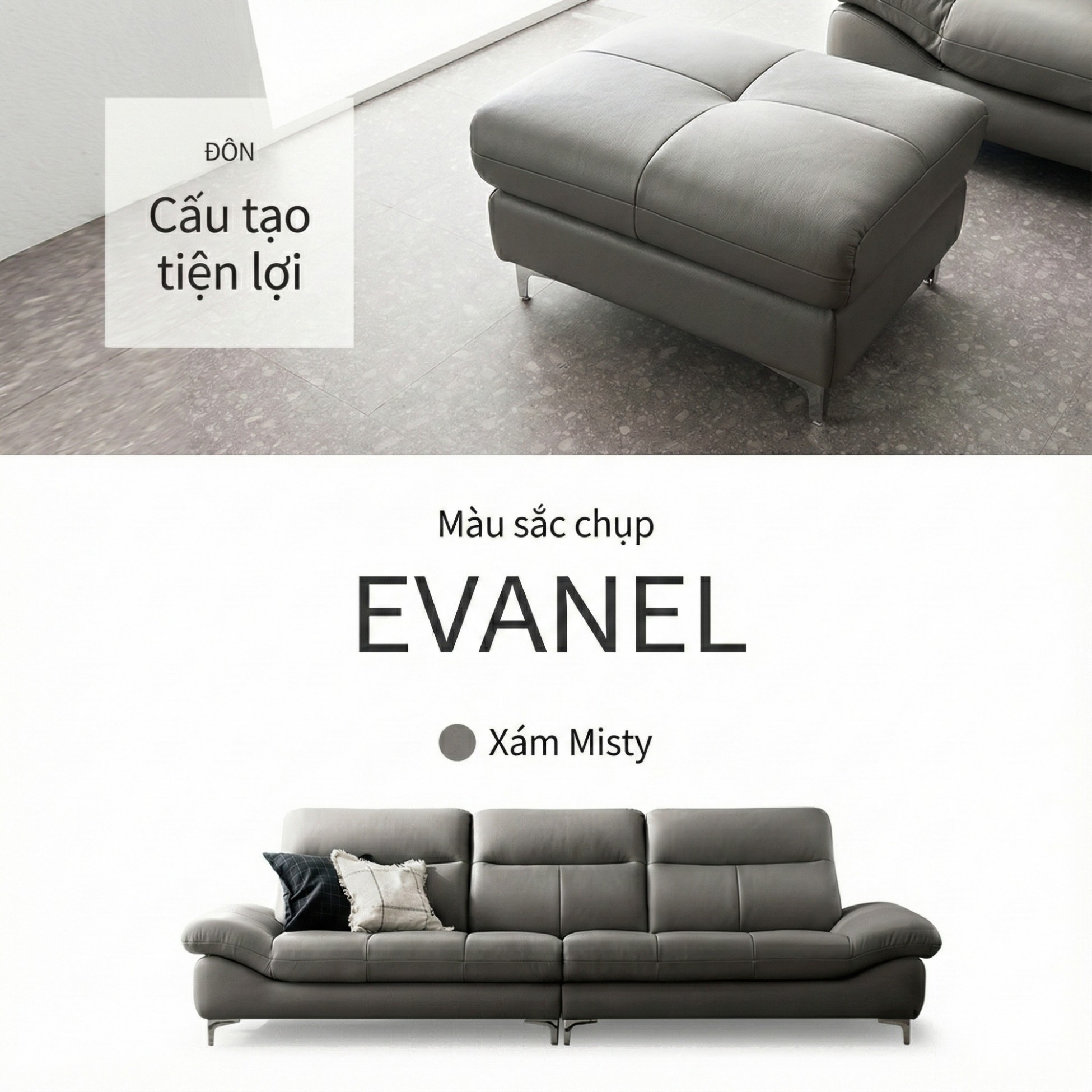 sofa evanel Sofa bọc da hiện đại cao cấp