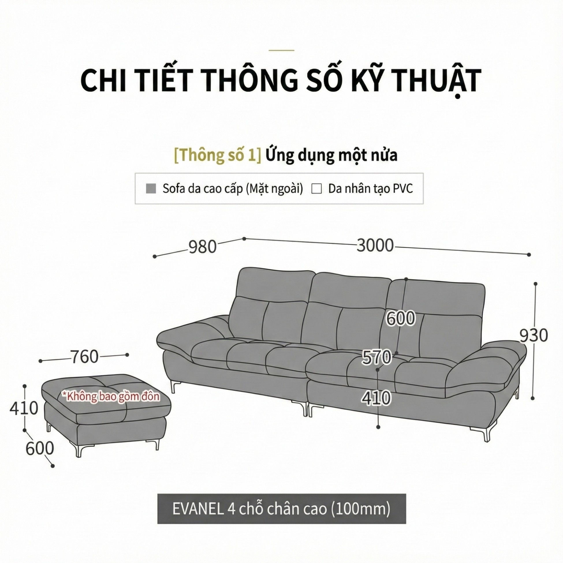 sofa evanel Sofa bọc da hiện đại cao cấp