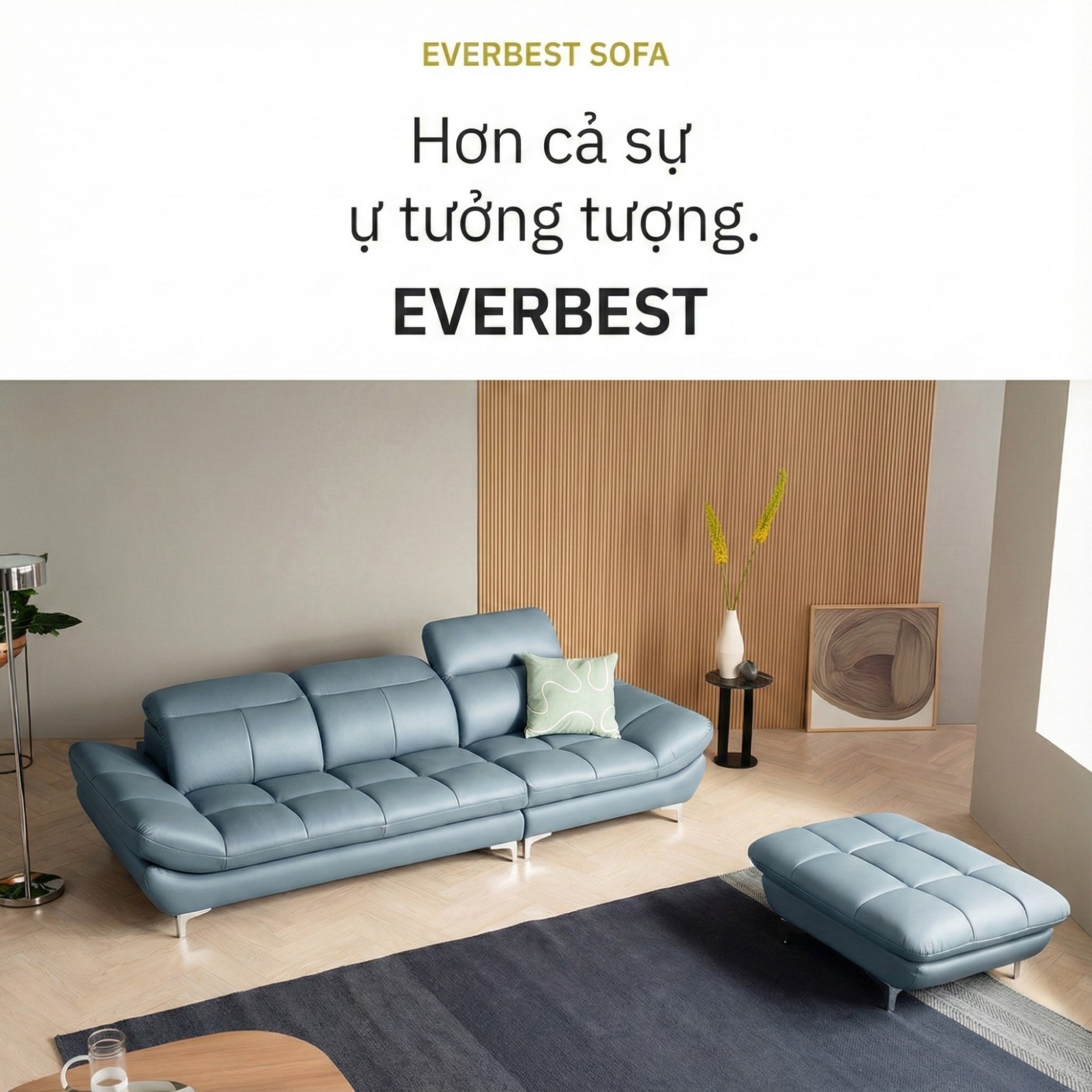 Sofa EVERBEST – Sofa Da Cao Cấp Tựa Đầu Chức Năng Hiện Đại