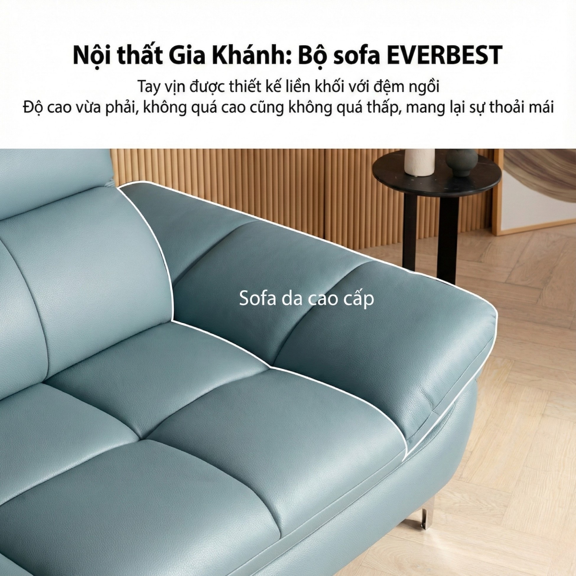 Sofa EVERBEST – Sofa Da Cao Cấp Tựa Đầu Chức Năng Hiện Đại