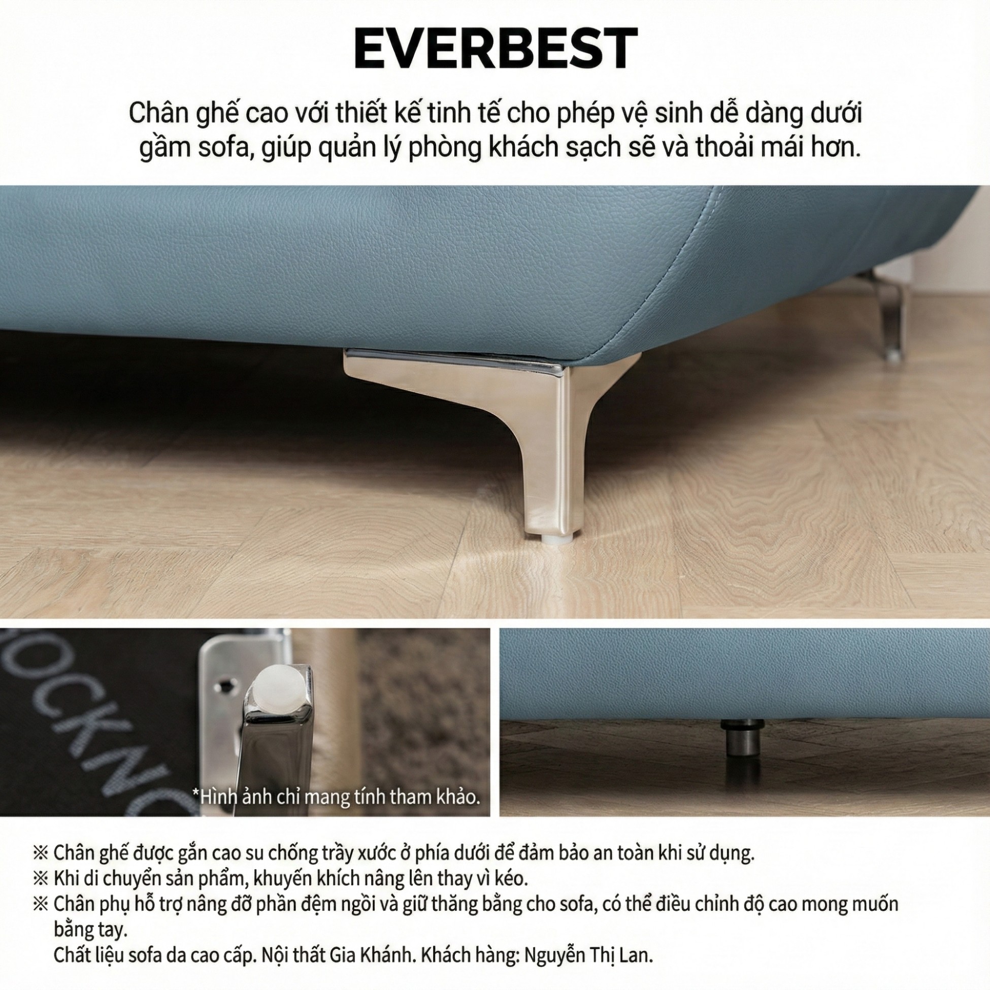 Sofa EVERBEST – Sofa Da Cao Cấp Tựa Đầu Chức Năng Hiện Đại