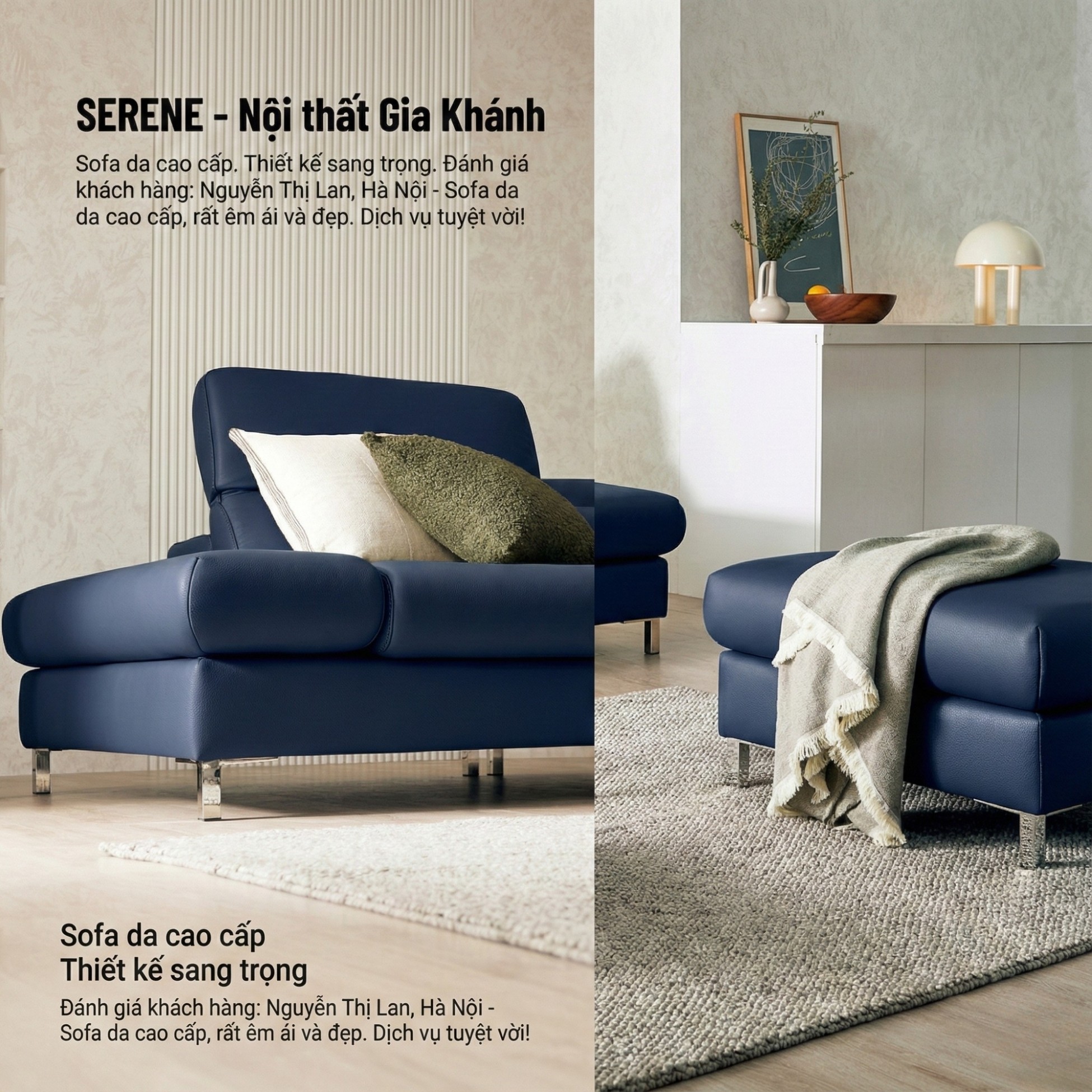 Sofa SERENE - Sofa Da Hiện Đại Đầy Đỉnh Cao Cho Sự Êm Ái