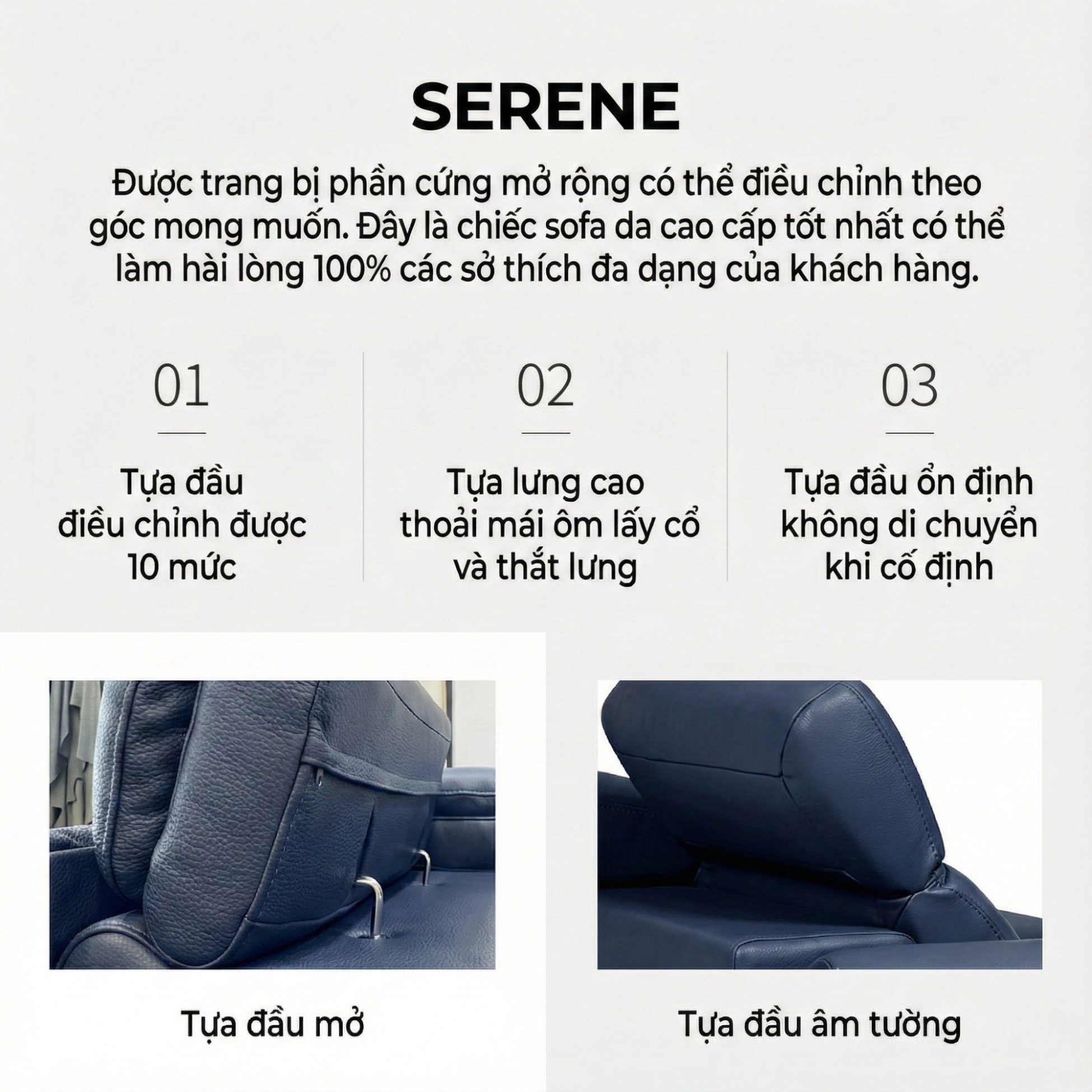 Sofa SERENE - Sofa Da Hiện Đại Đầy Đỉnh Cao Cho Sự Êm Ái