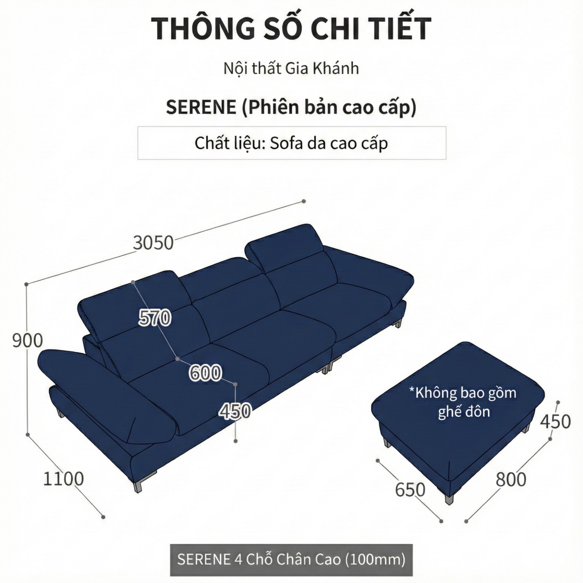 Sofa SERENE - Sofa Da Hiện Đại Đầy Đỉnh Cao Cho Sự Êm Ái