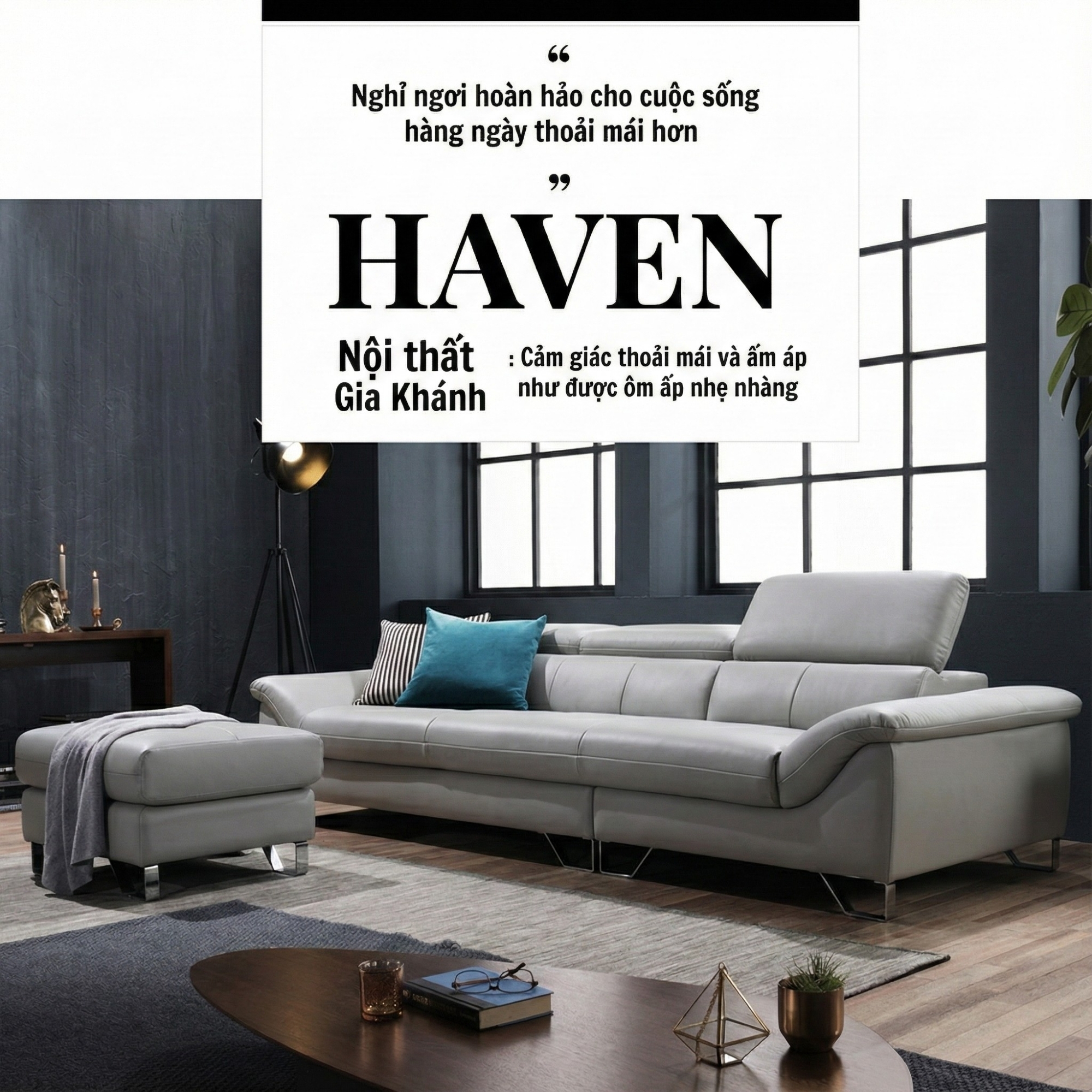 sofa hiện đại bọc da haven