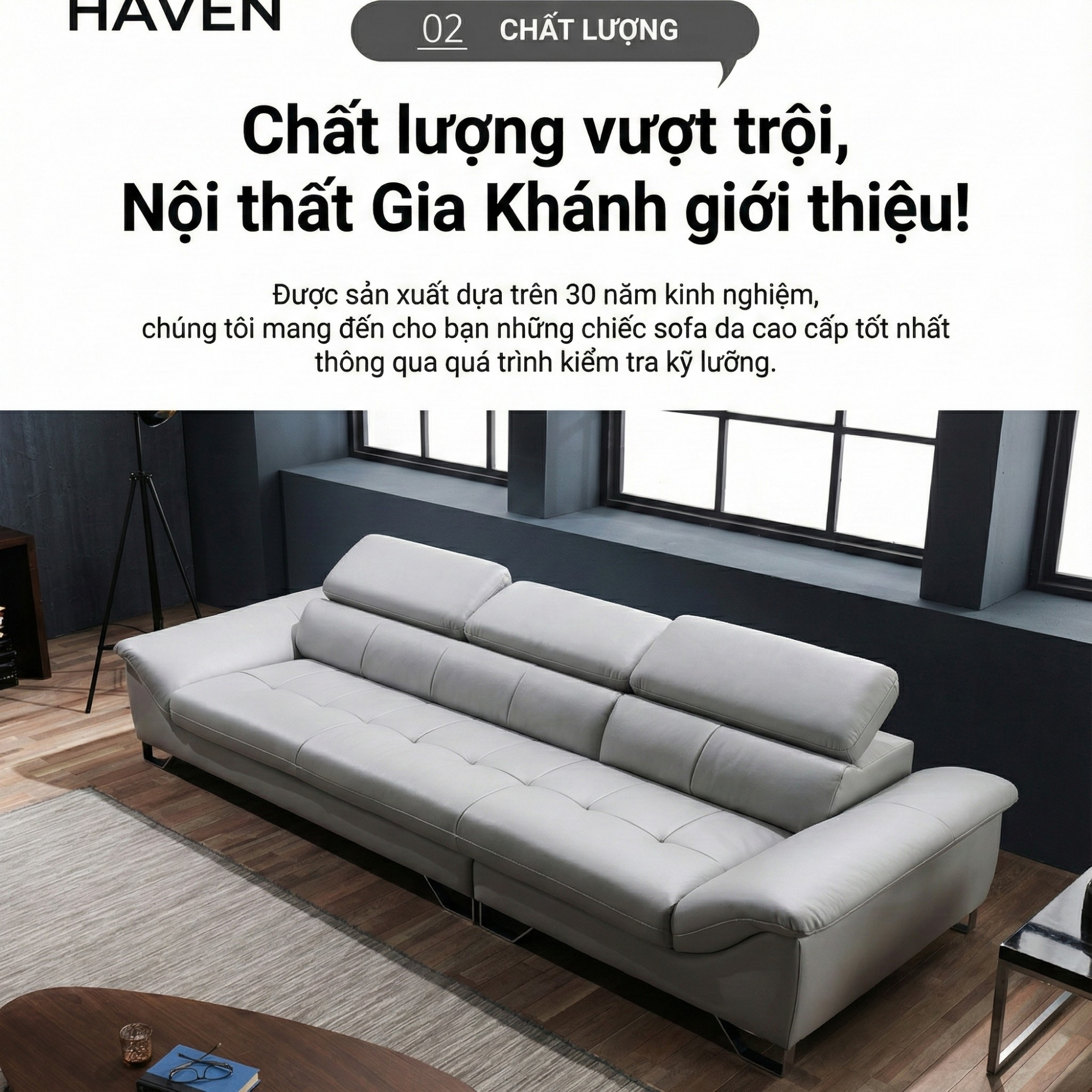 sofa hiện đại bọc da haven