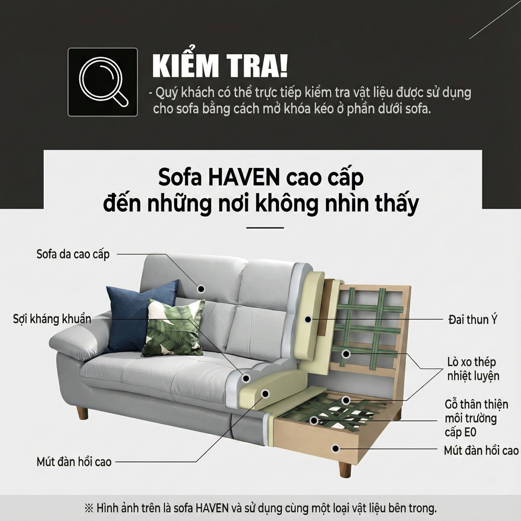sofa hiện đại bọc da haven