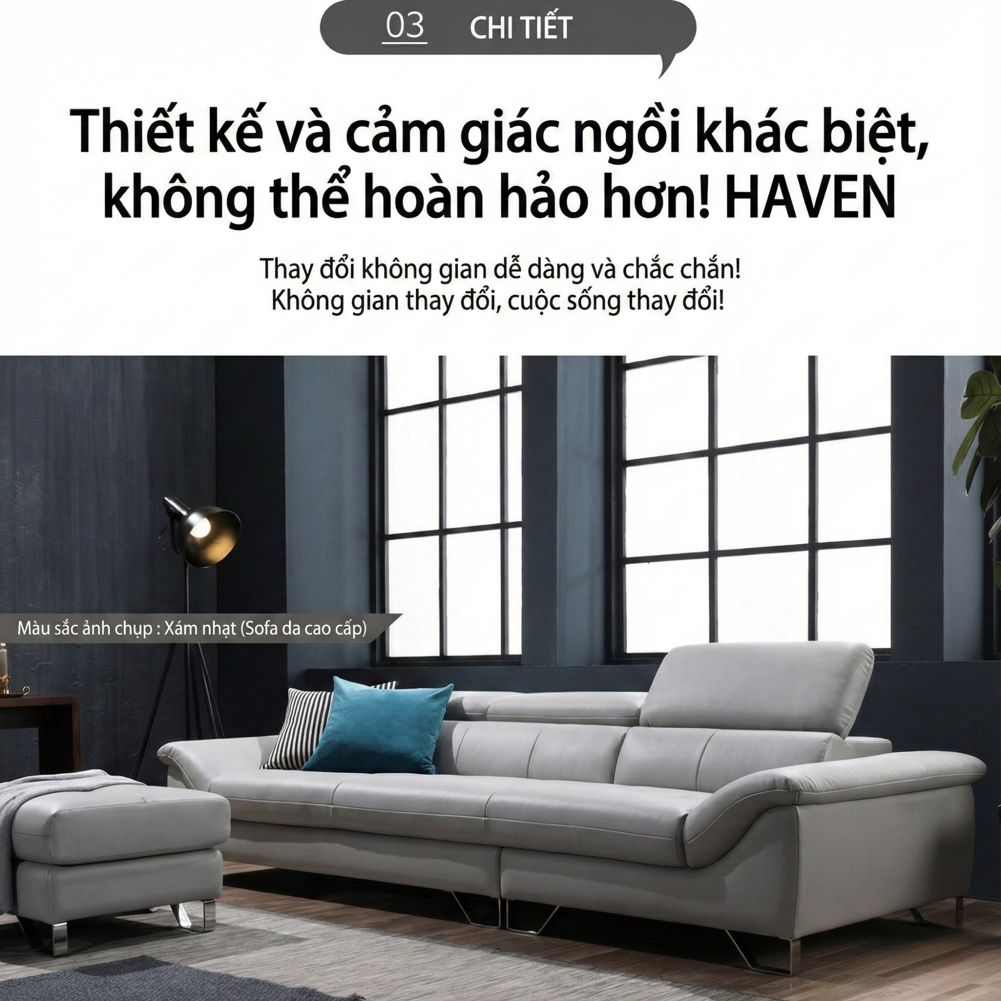 sofa hiện đại bọc da haven