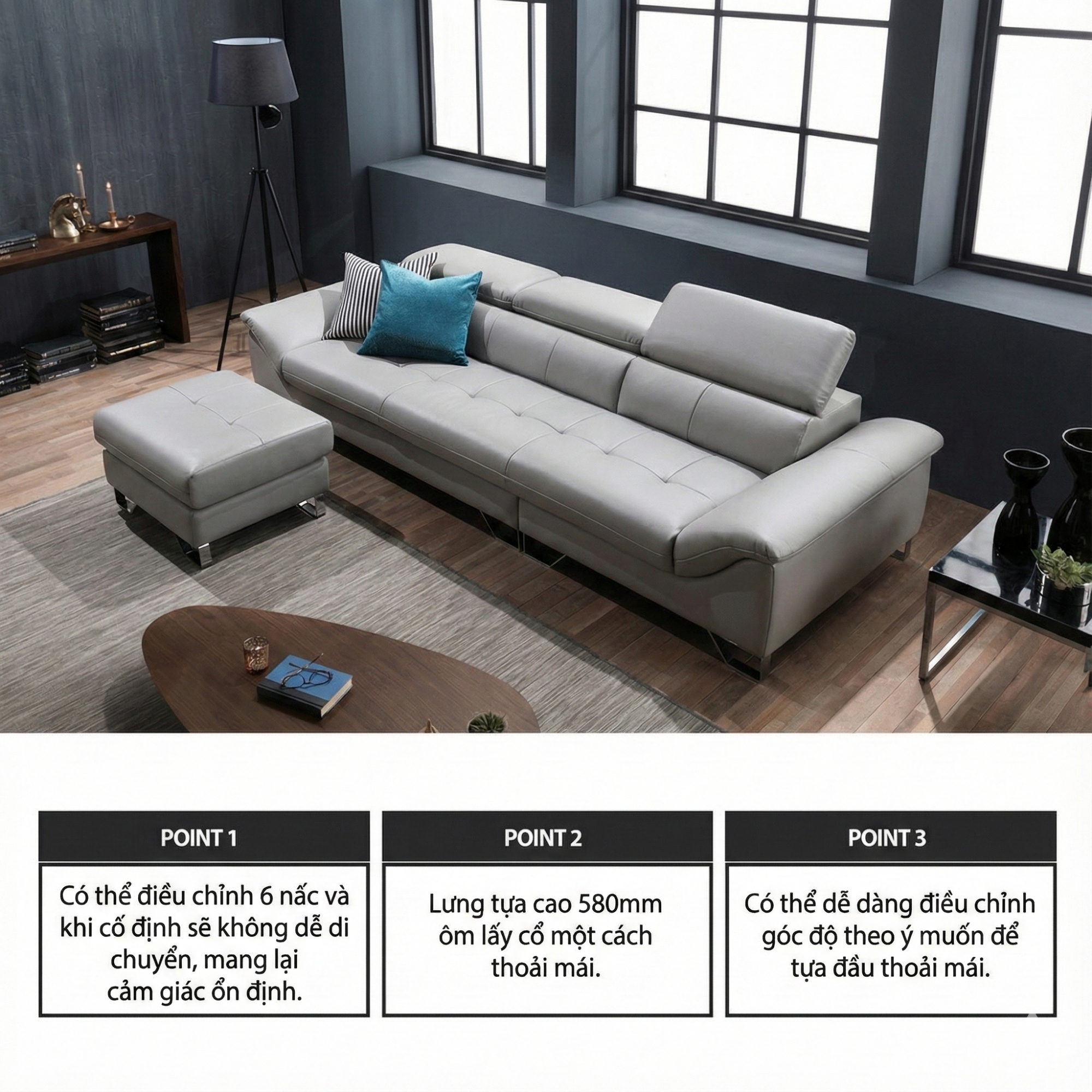 sofa hiện đại bọc da haven