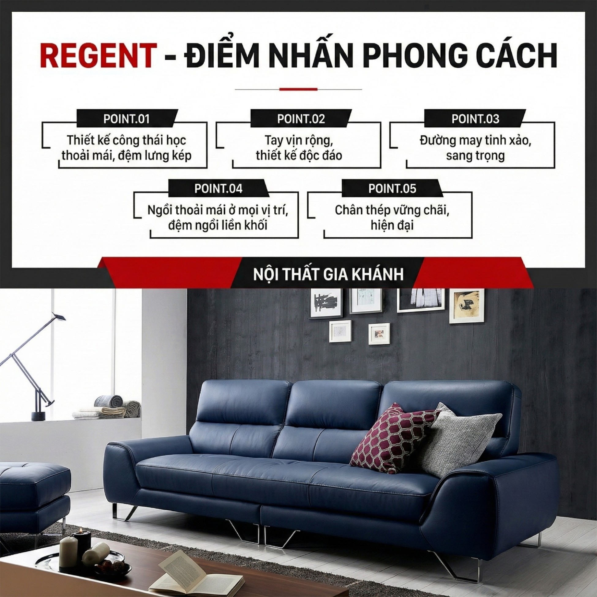 Sofa Regent - Sofa Cao Cấp Hiện Đại Cho Phòng Khách Trẻ Trung