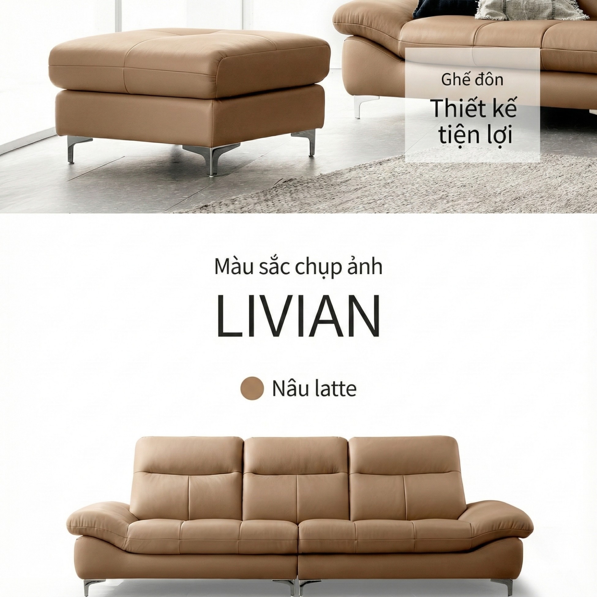 Sofa LIVIAN - Sofa Da Cao Cấp Hiện Đại Êm Ái
