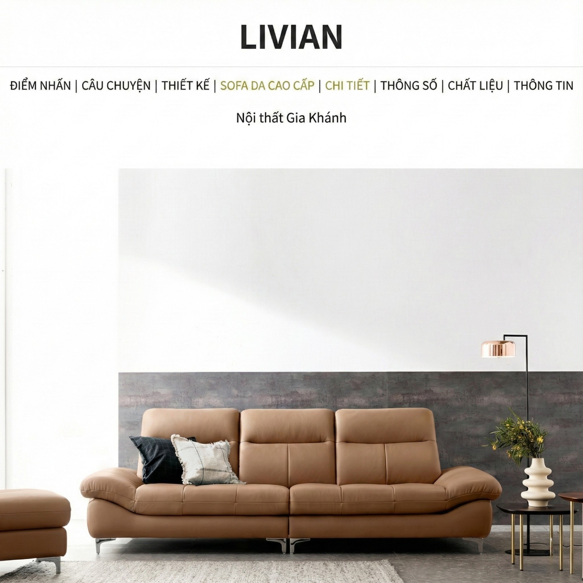 Sofa LIVIAN - Sofa Da Cao Cấp Hiện Đại Êm Ái