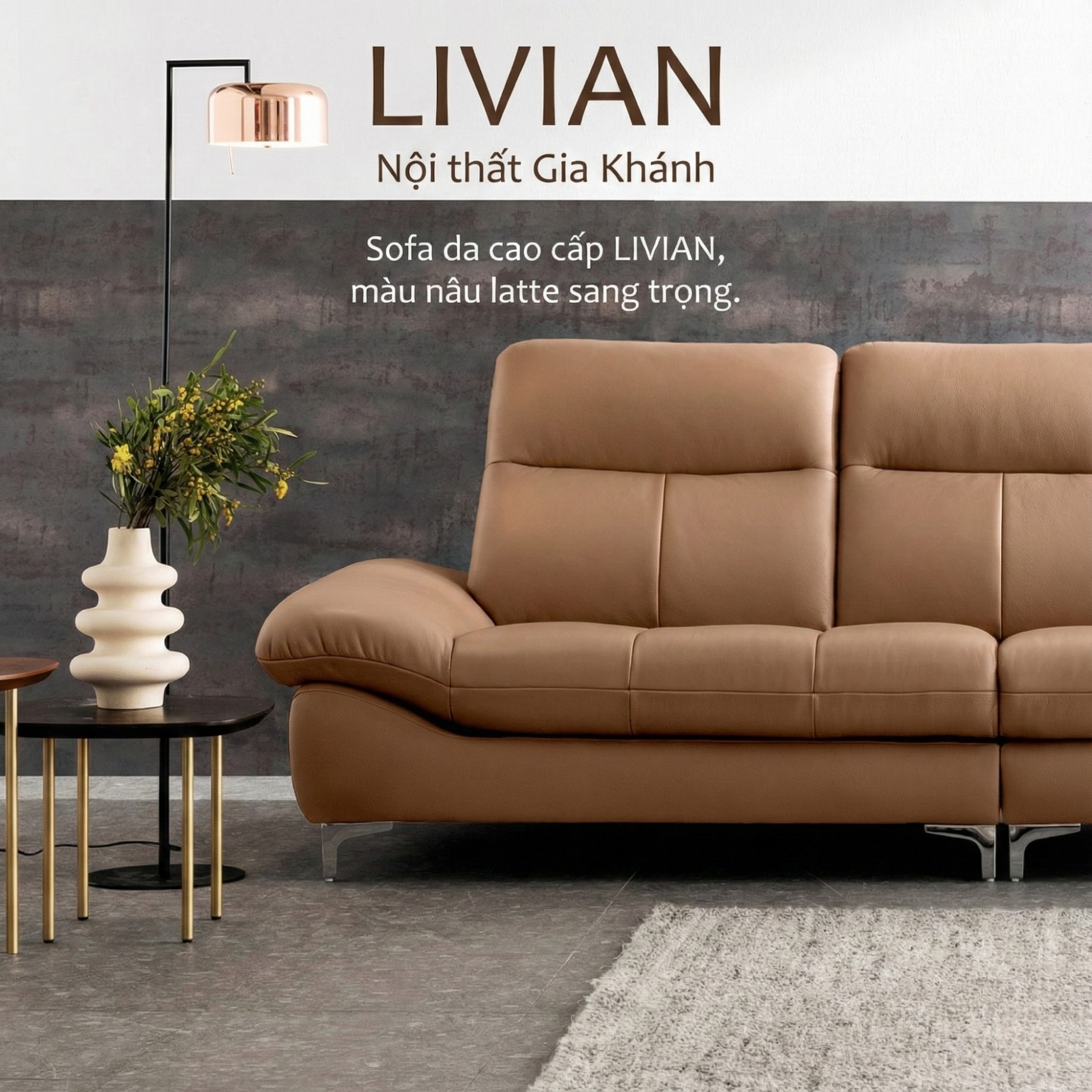 Sofa LIVIAN - Sofa Da Cao Cấp Hiện Đại Êm Ái