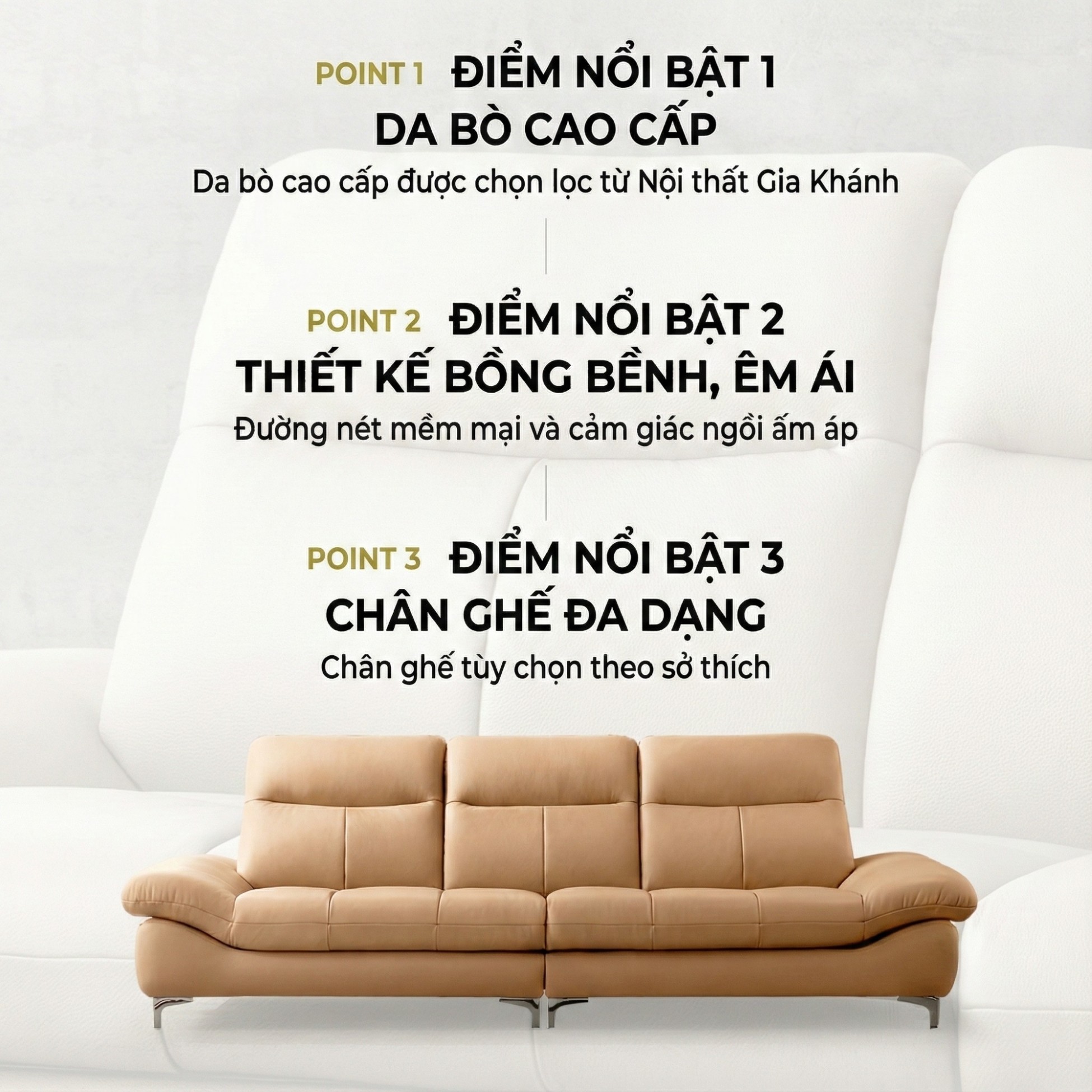 Sofa LIVIAN - Sofa Da Cao Cấp Hiện Đại Êm Ái