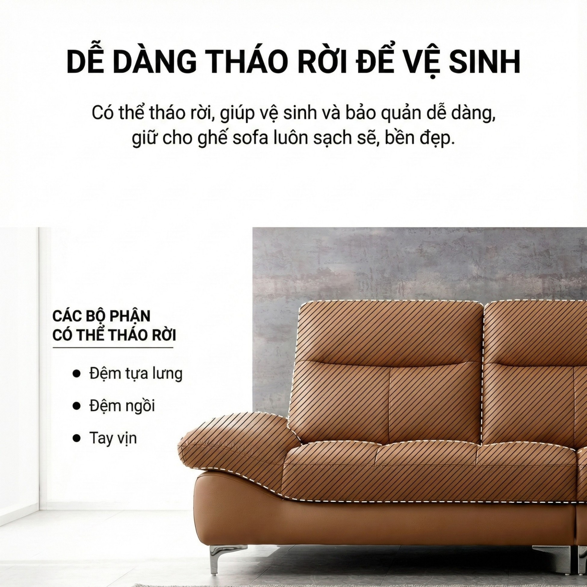 Sofa LIVIAN - Sofa Da Cao Cấp Hiện Đại Êm Ái