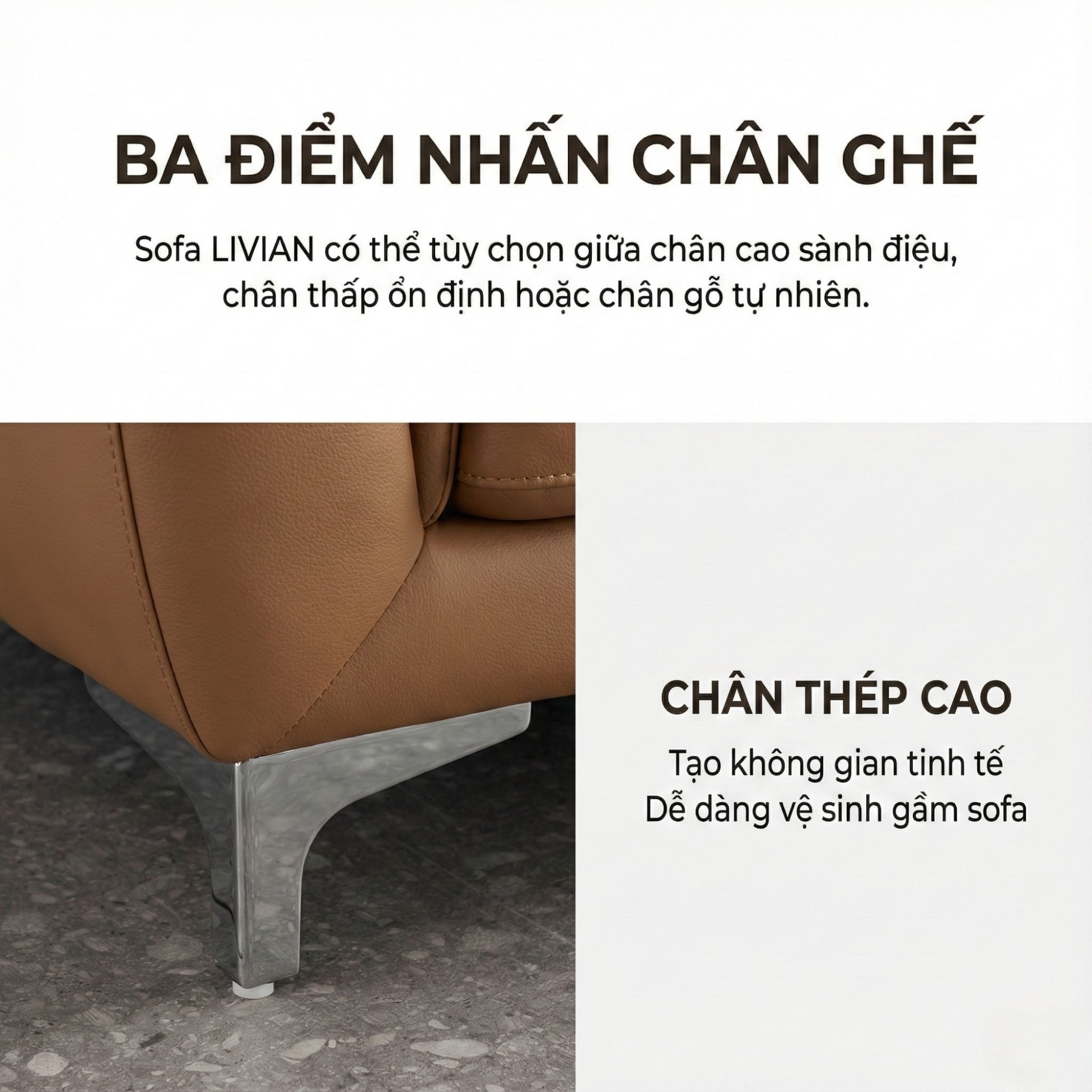 Sofa LIVIAN - Sofa Da Cao Cấp Hiện Đại Êm Ái