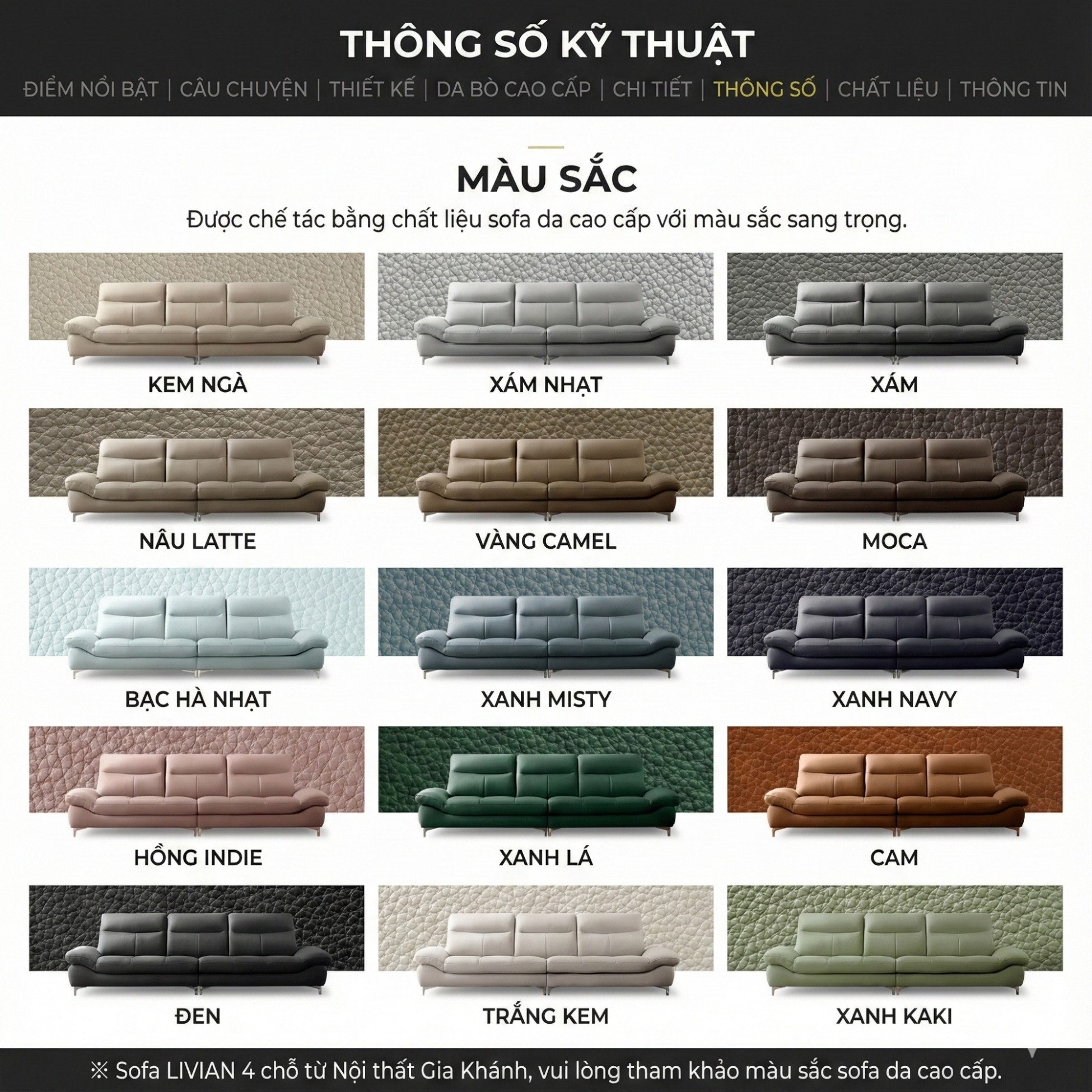 Sofa LIVIAN - Sofa Da Cao Cấp Hiện Đại Êm Ái