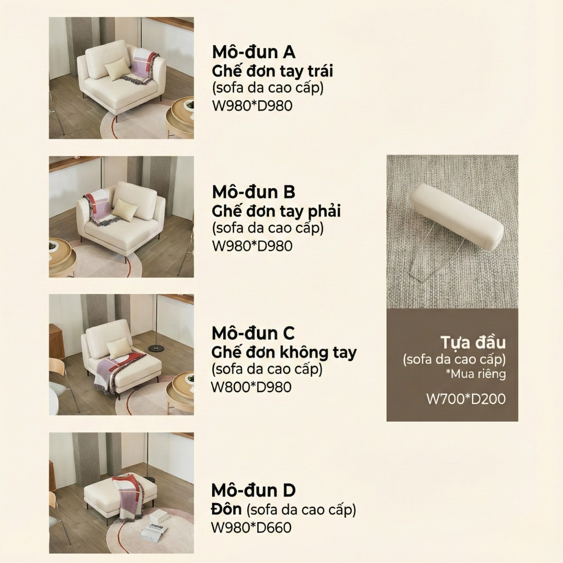 Sofa NOVA 2 – Sofa Da Đơn Hiện Đại Dạng Module Linh Hoạt Cho Khởi Đầu Mới 