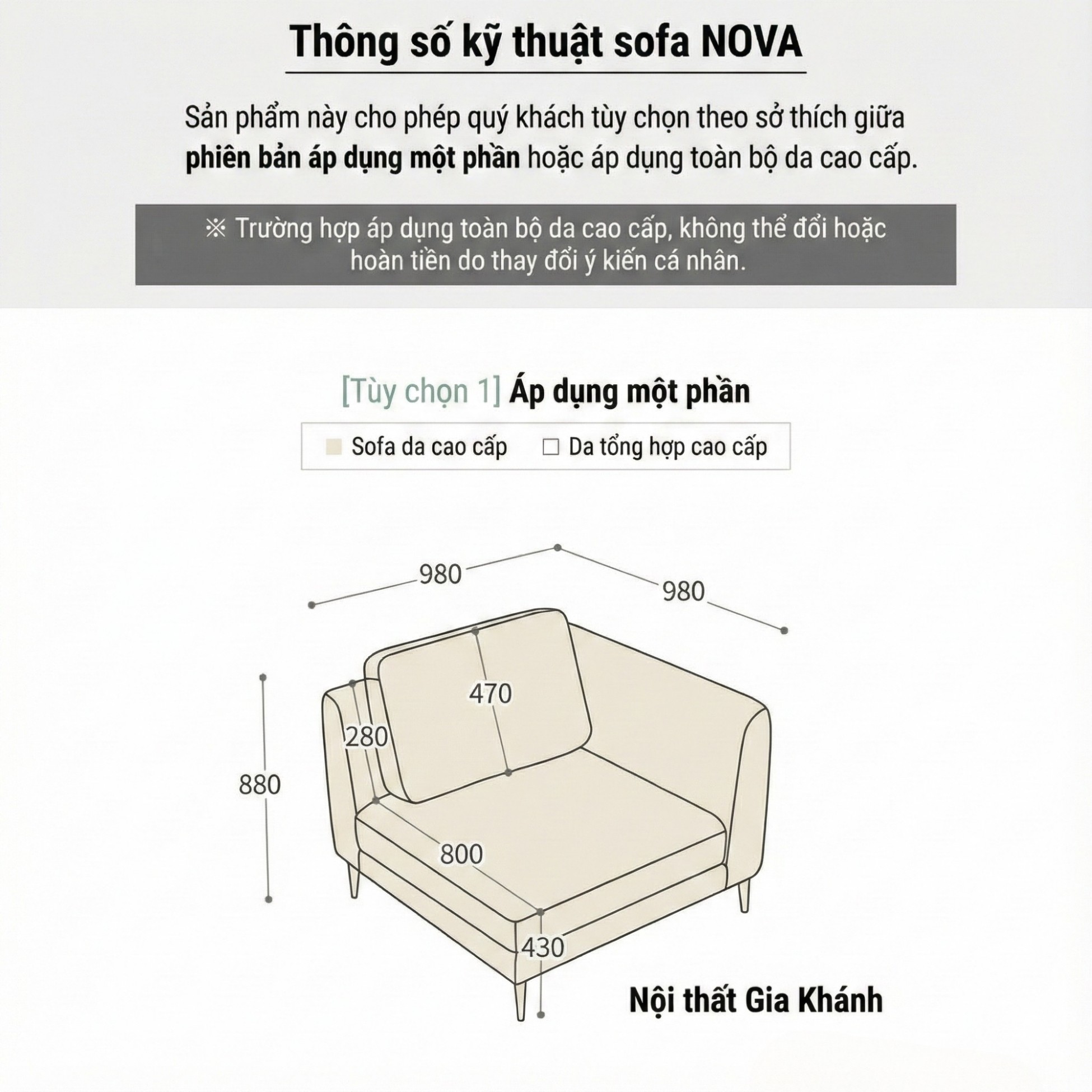 Sofa NOVA 2 – Sofa Da Đơn Hiện Đại Dạng Module Linh Hoạt Cho Khởi Đầu Mới 