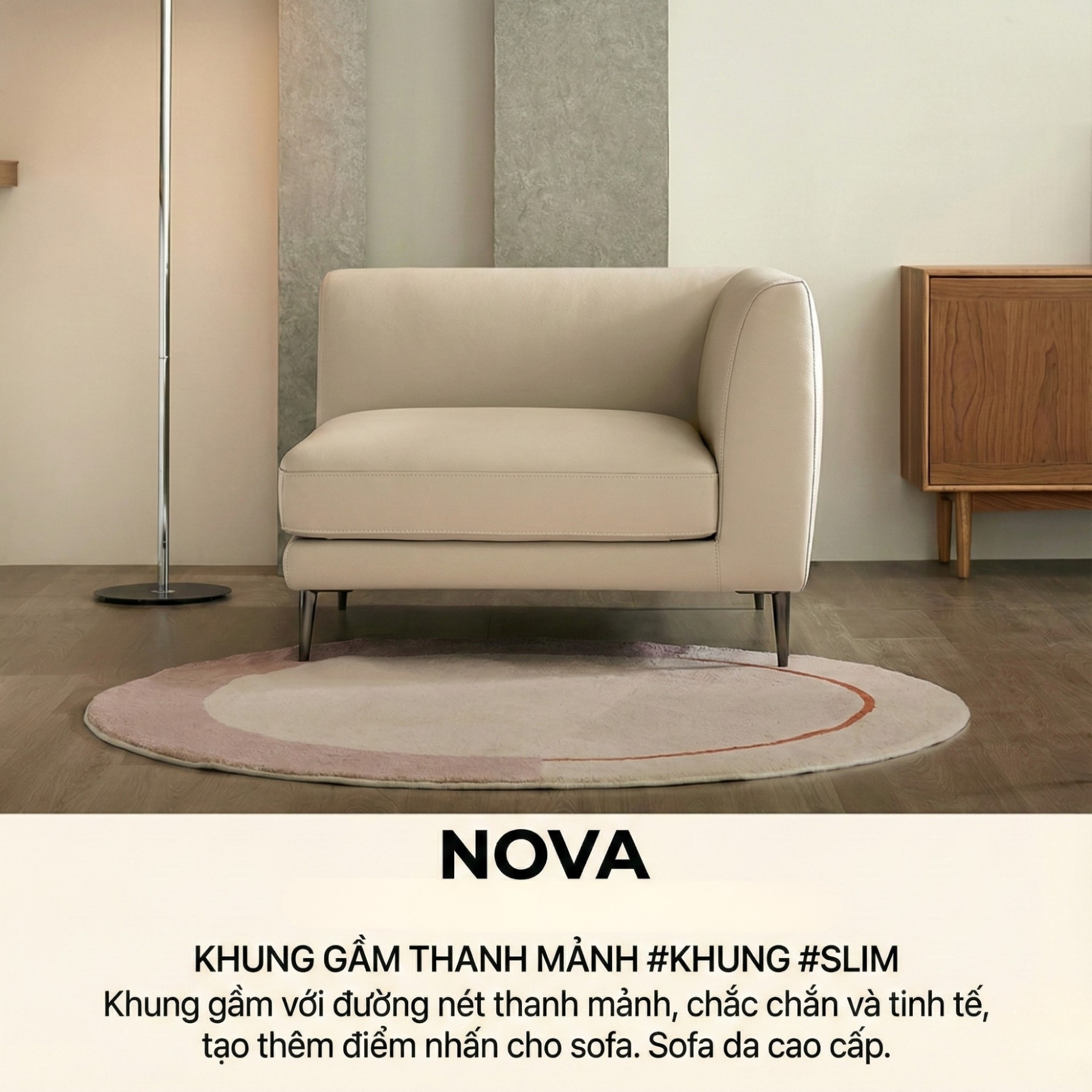 Sofa NOVA 2 – Sofa Da Đơn Hiện Đại Dạng Module Linh Hoạt Cho Khởi Đầu Mới 
